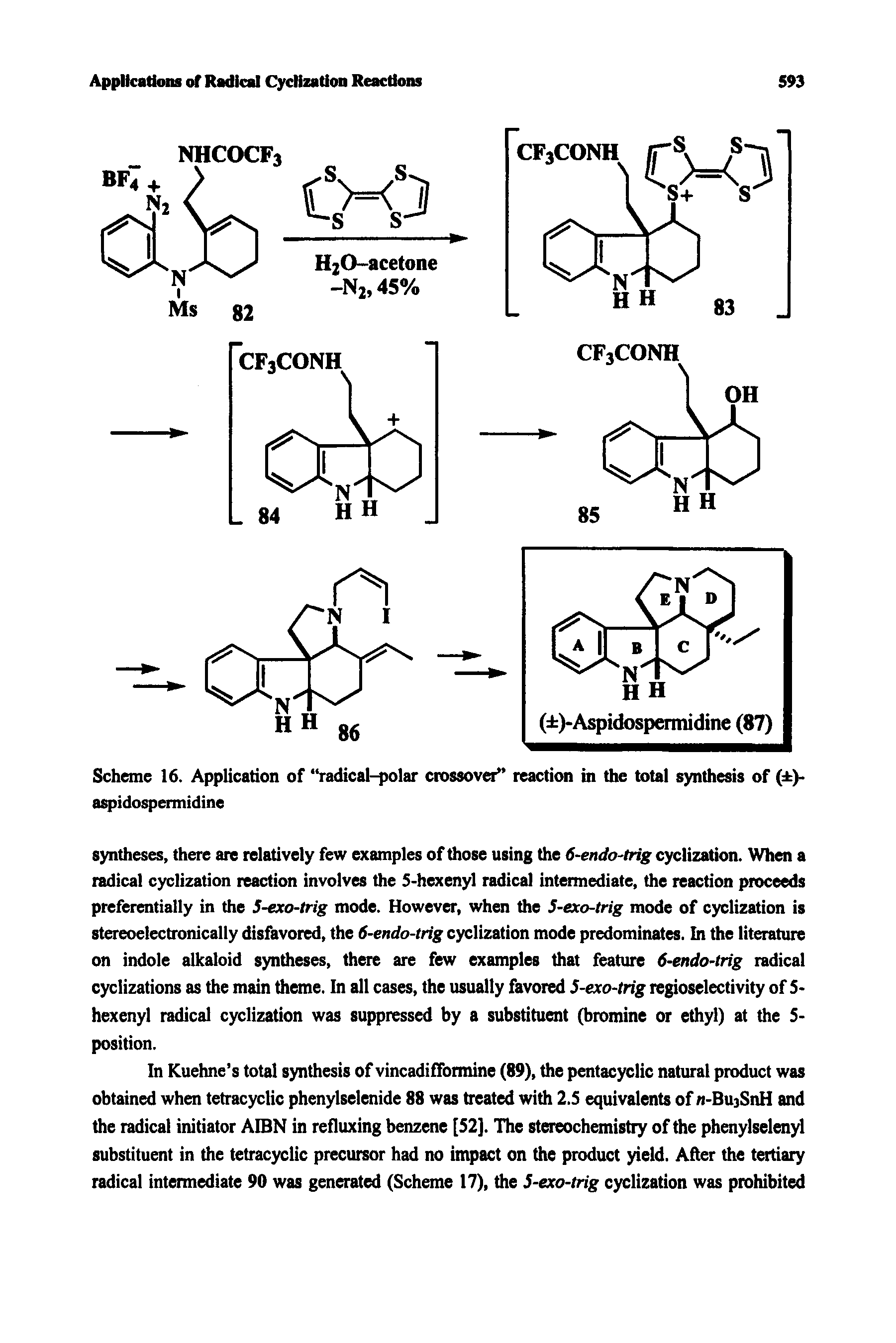 Scheme 16. Application of radical-polar crossover reaction in the total synthesis of ( )-aspidospermidine...