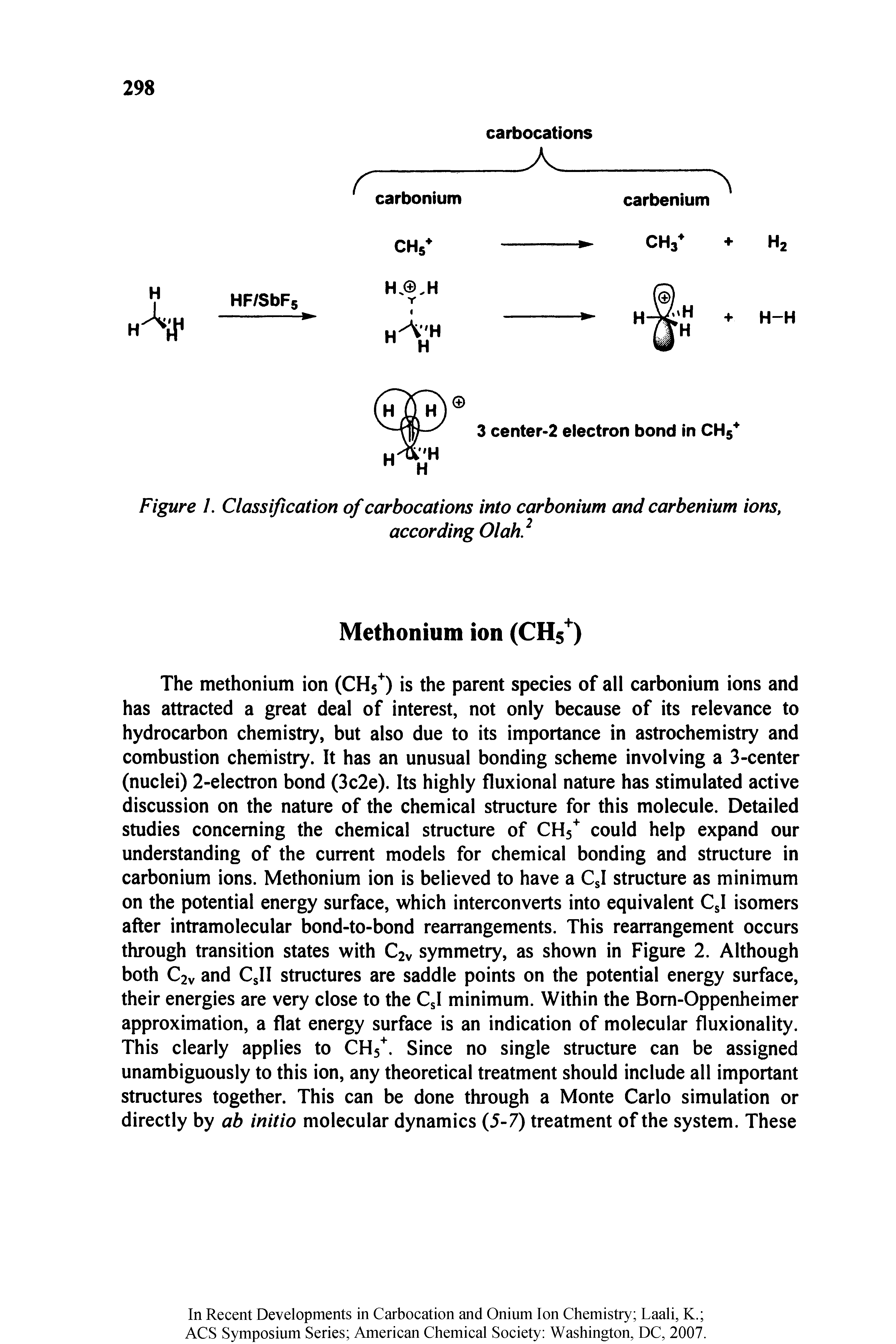 Figure 1. Classification of carbocations into carbonium and carbenium ions,...