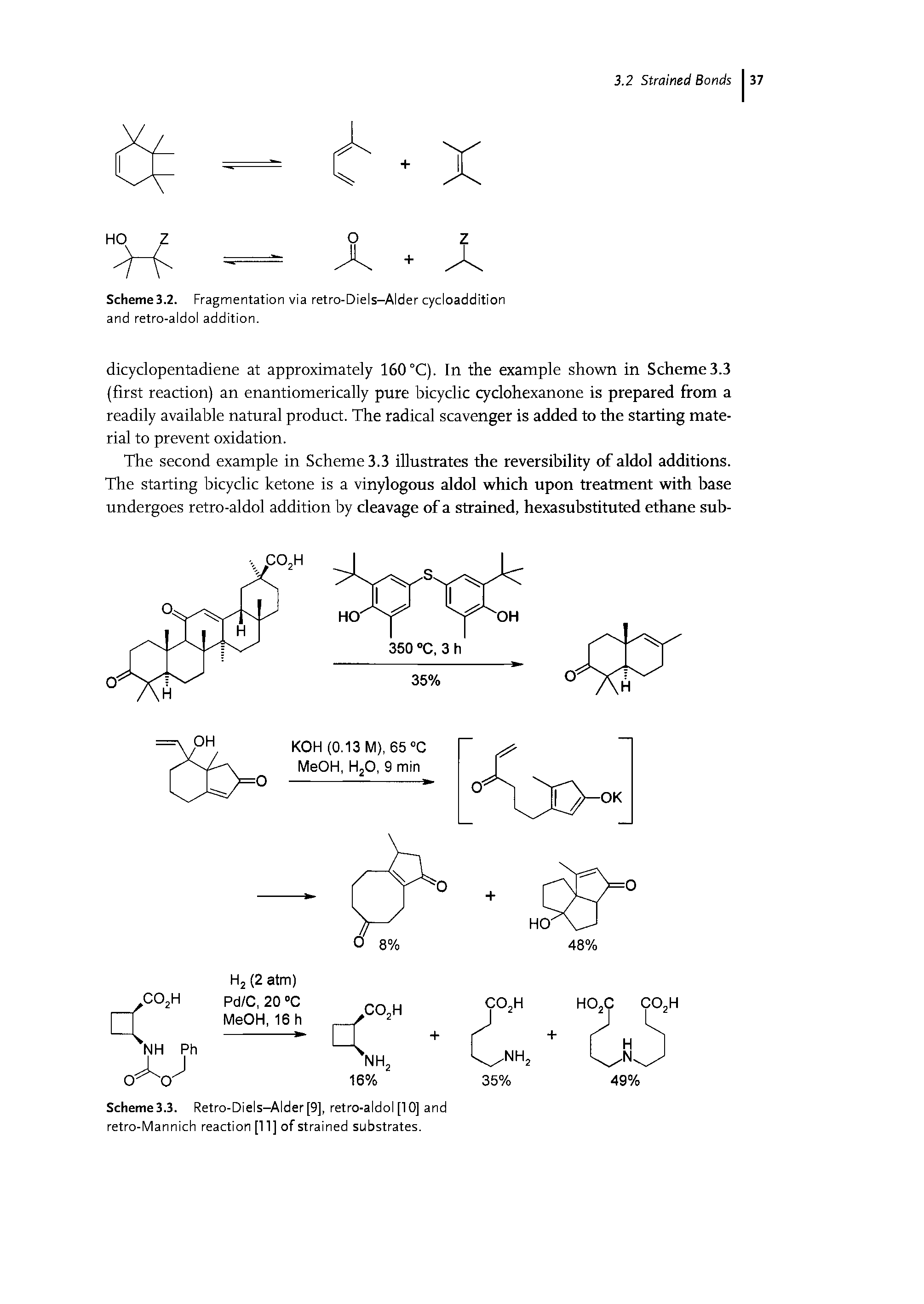 Scheme3.3. Retro-Diels-Alder [9], retro-aldol [10] and retro-Mannich reaction [11] of strained substrates.