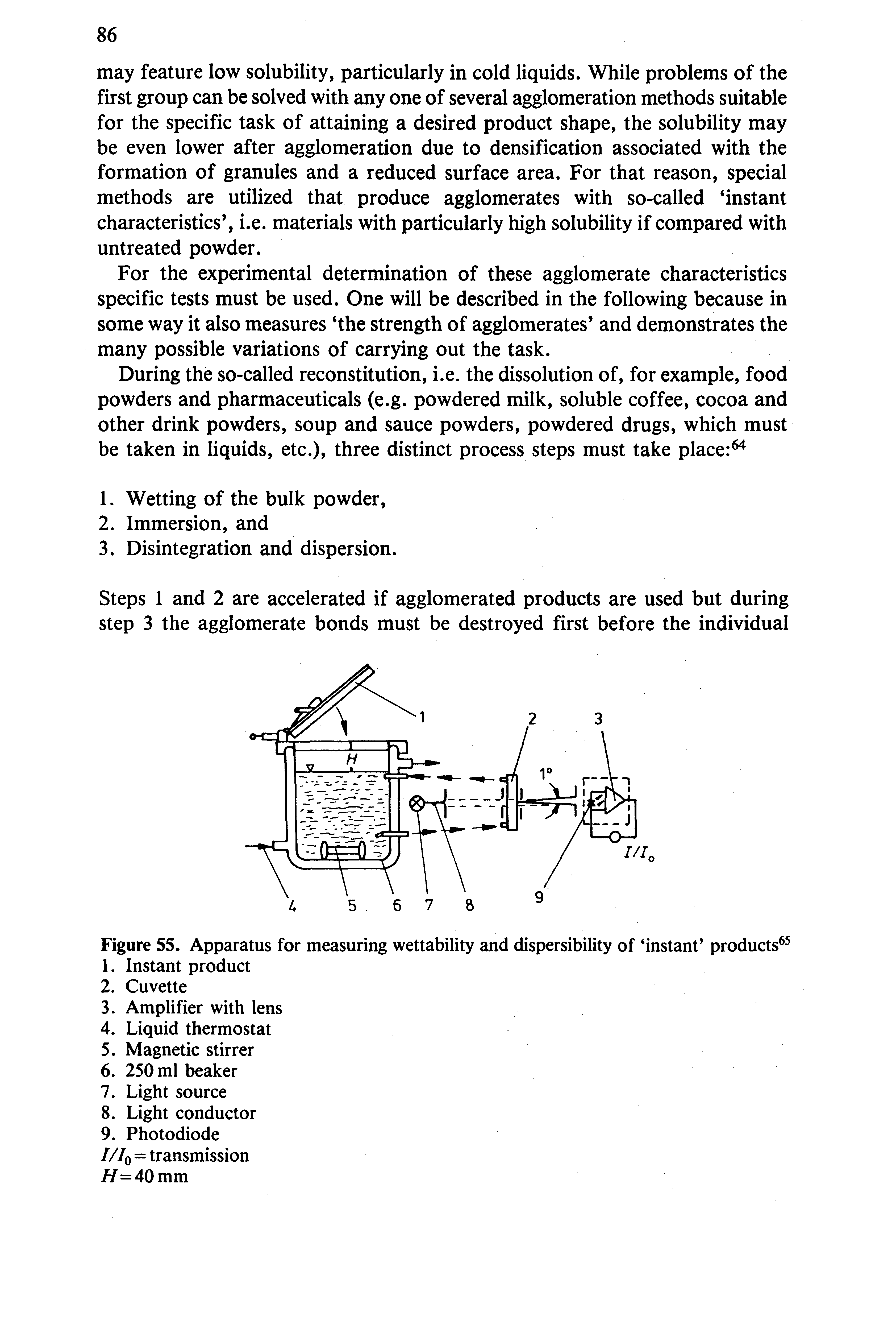 Figure 55. Apparatus for measuring wettability and dispersibility of instant products ...