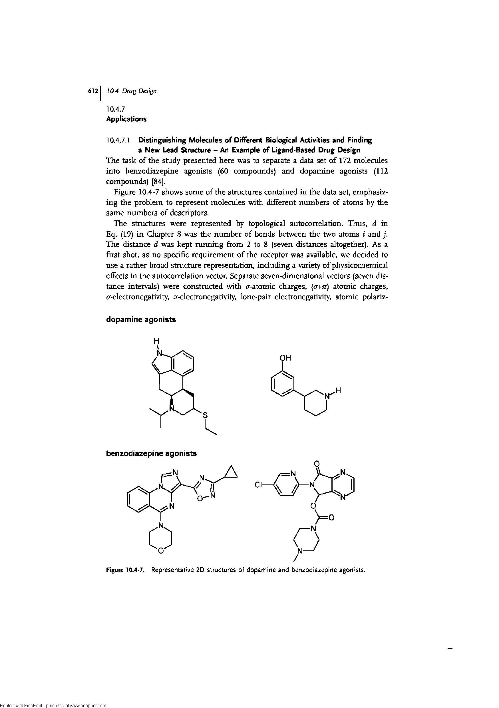 Figure 10.4-7. Representative 2D structures of dopamine and benzodiazepine agonists.