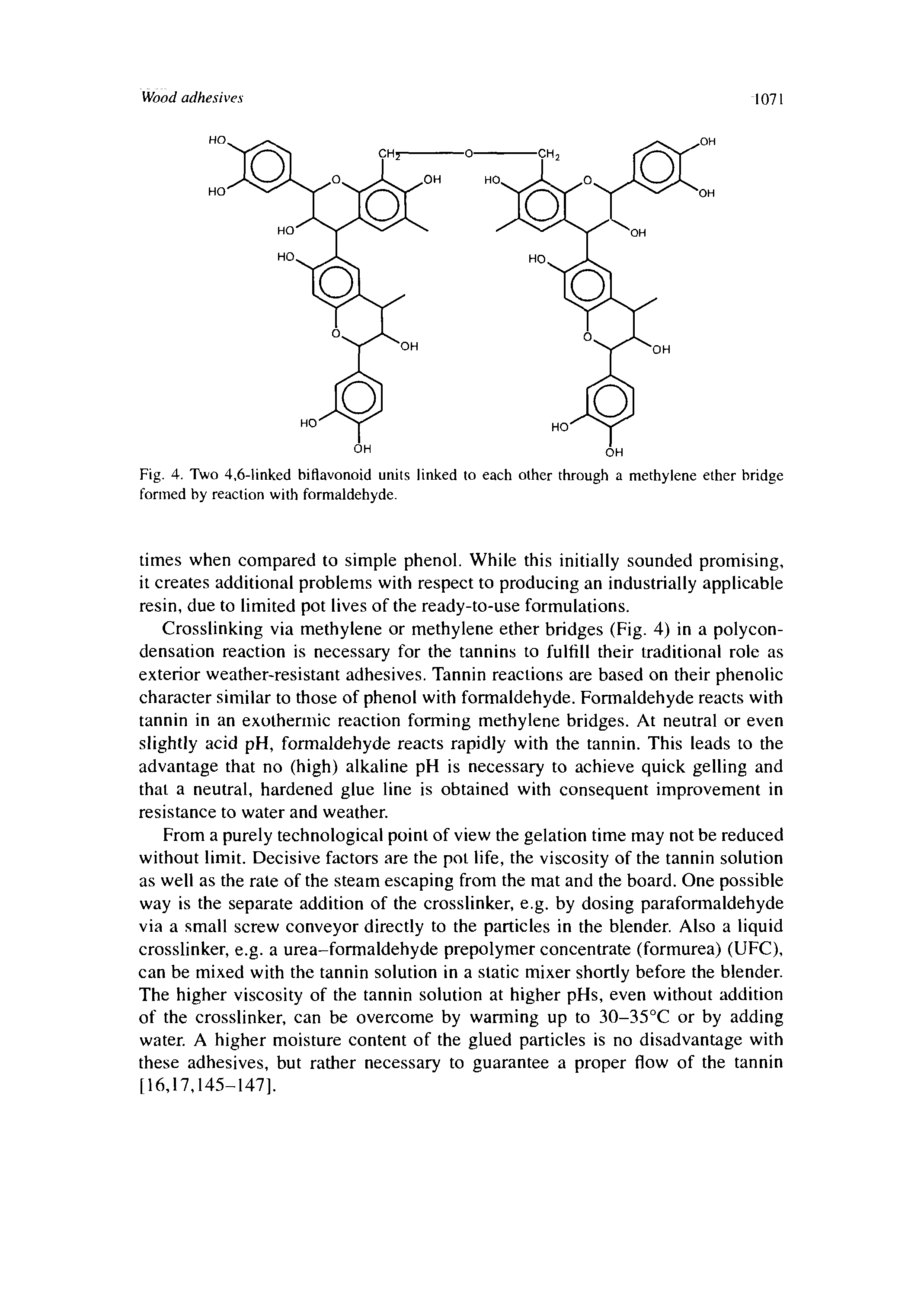 Fig. 4. Two 4,6-linked biflavonoid units linked to each other through a methylene ether bridge formed by reaction with formaldehyde.