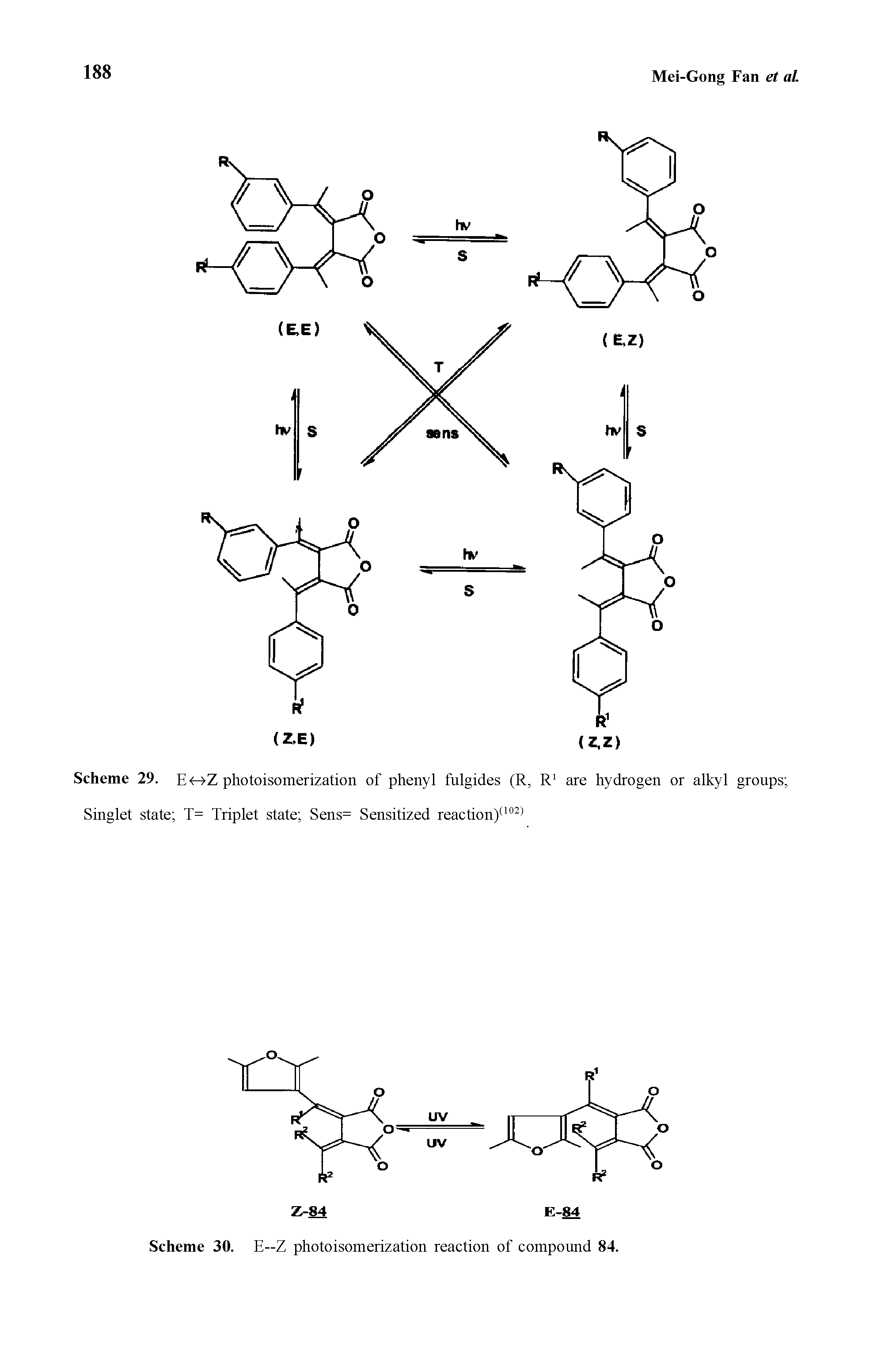 Scheme 29. E<- Z photoisomerization of phenyl fulgides (R, R1 are hydrogen or alkyl groups ...
