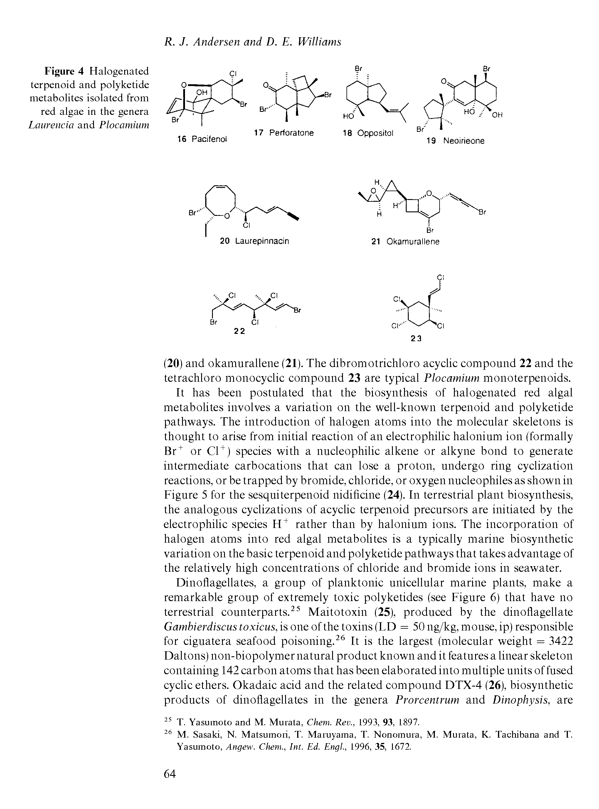 Figure 4 Halogenated terpenoid and polyketide metabolites isolated from red algae in the genera Laureucia and Plocamium...