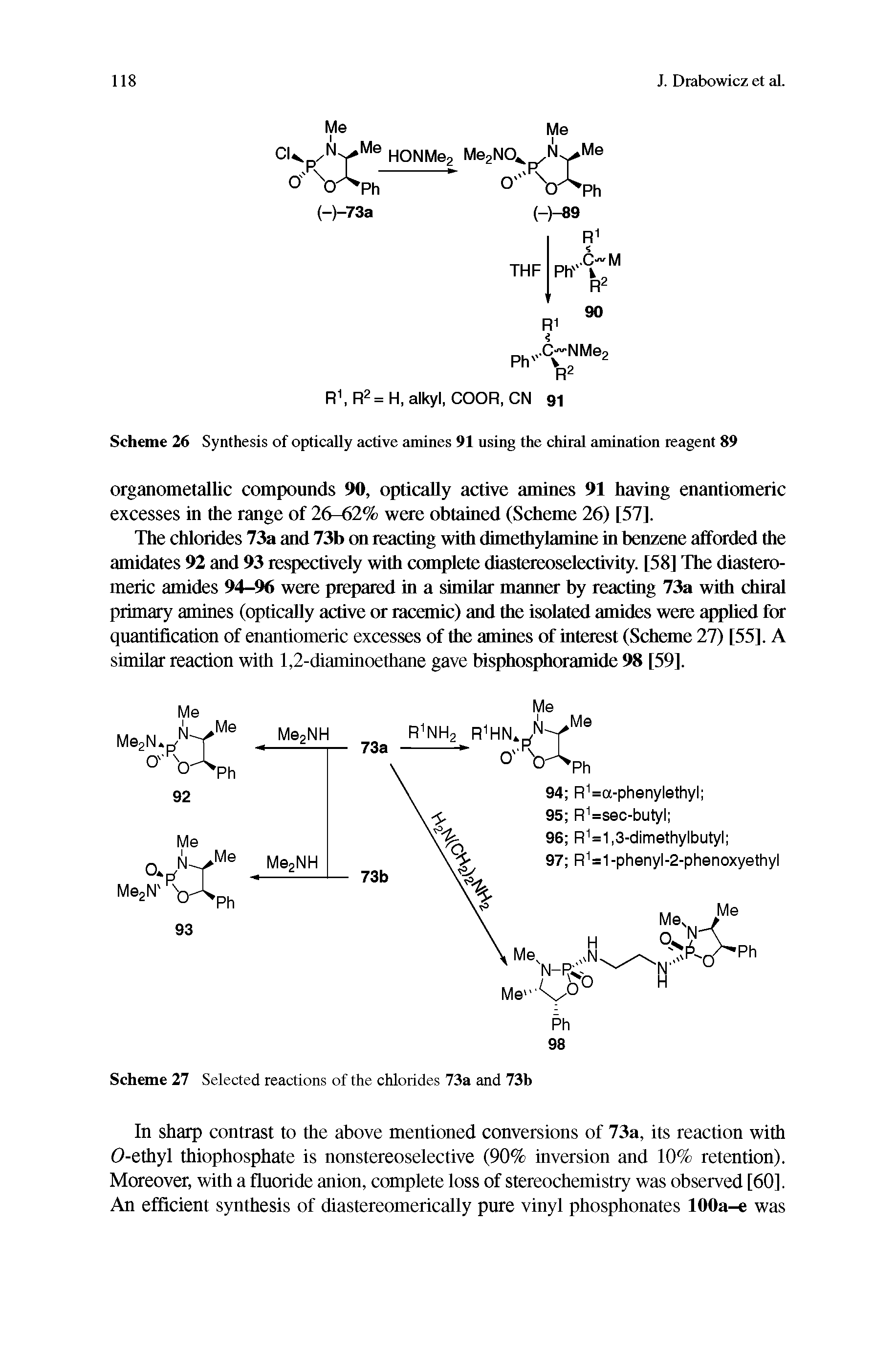 Scheme 26 Synthesis of optically active amines 91 using the chiral amination reagent 89...