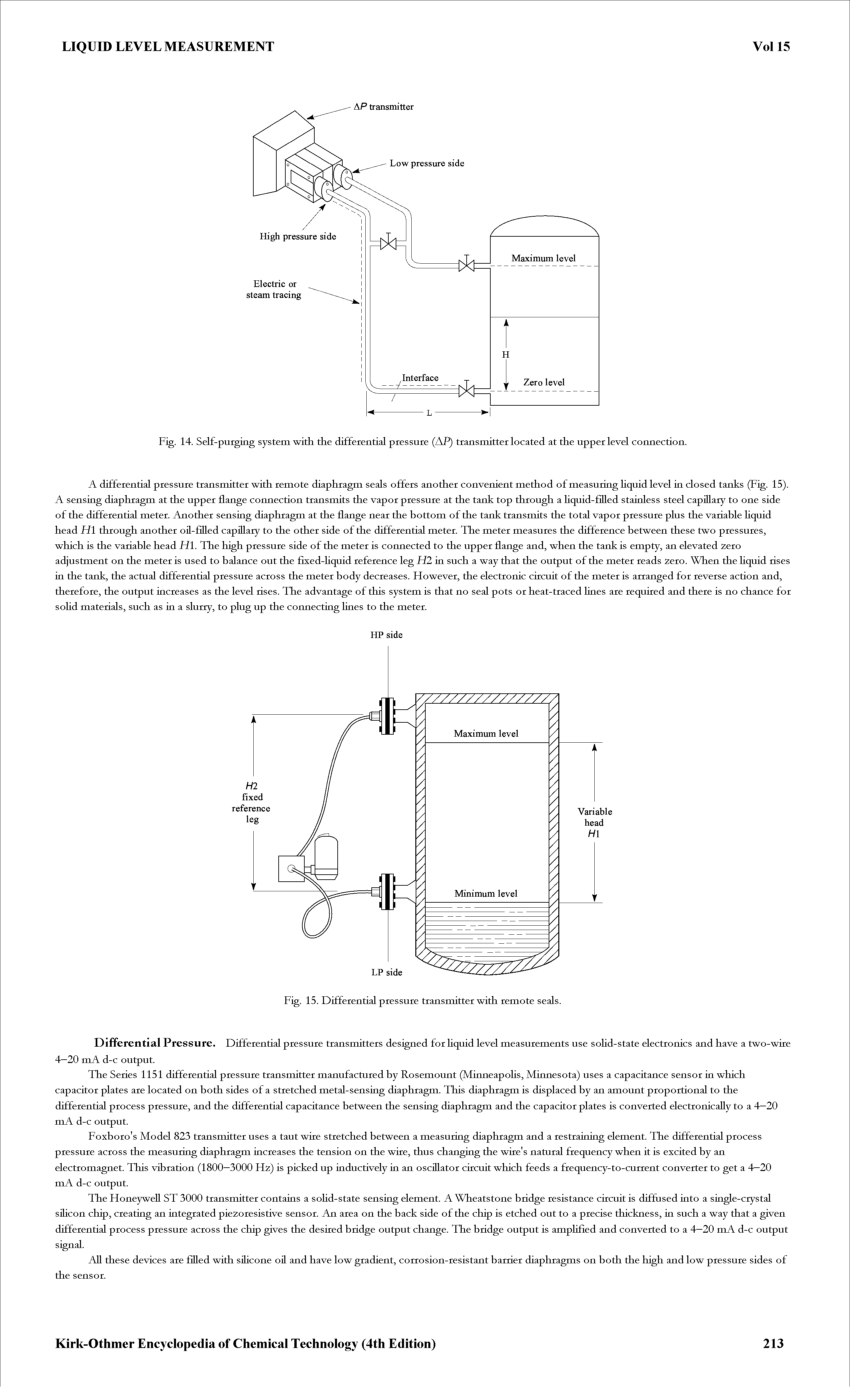 Fig. 14. Self-purging system with the differential pressure (AP) transmitter located at the upper level connection.