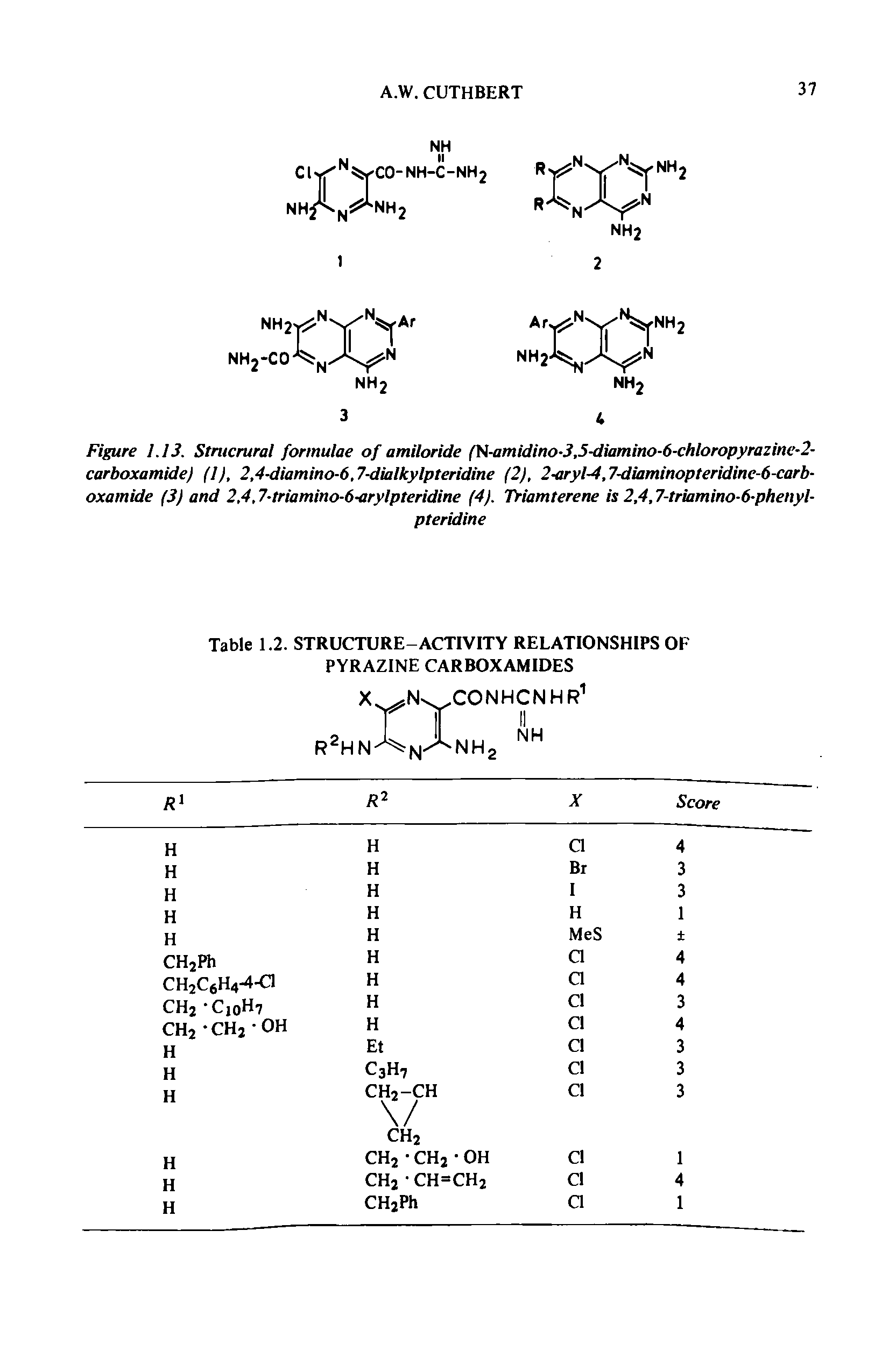 Table 1.2. STRUCTURE-ACTIVITY RELATIONSHIPS OF PYRAZINE CARBOXAMIDES...