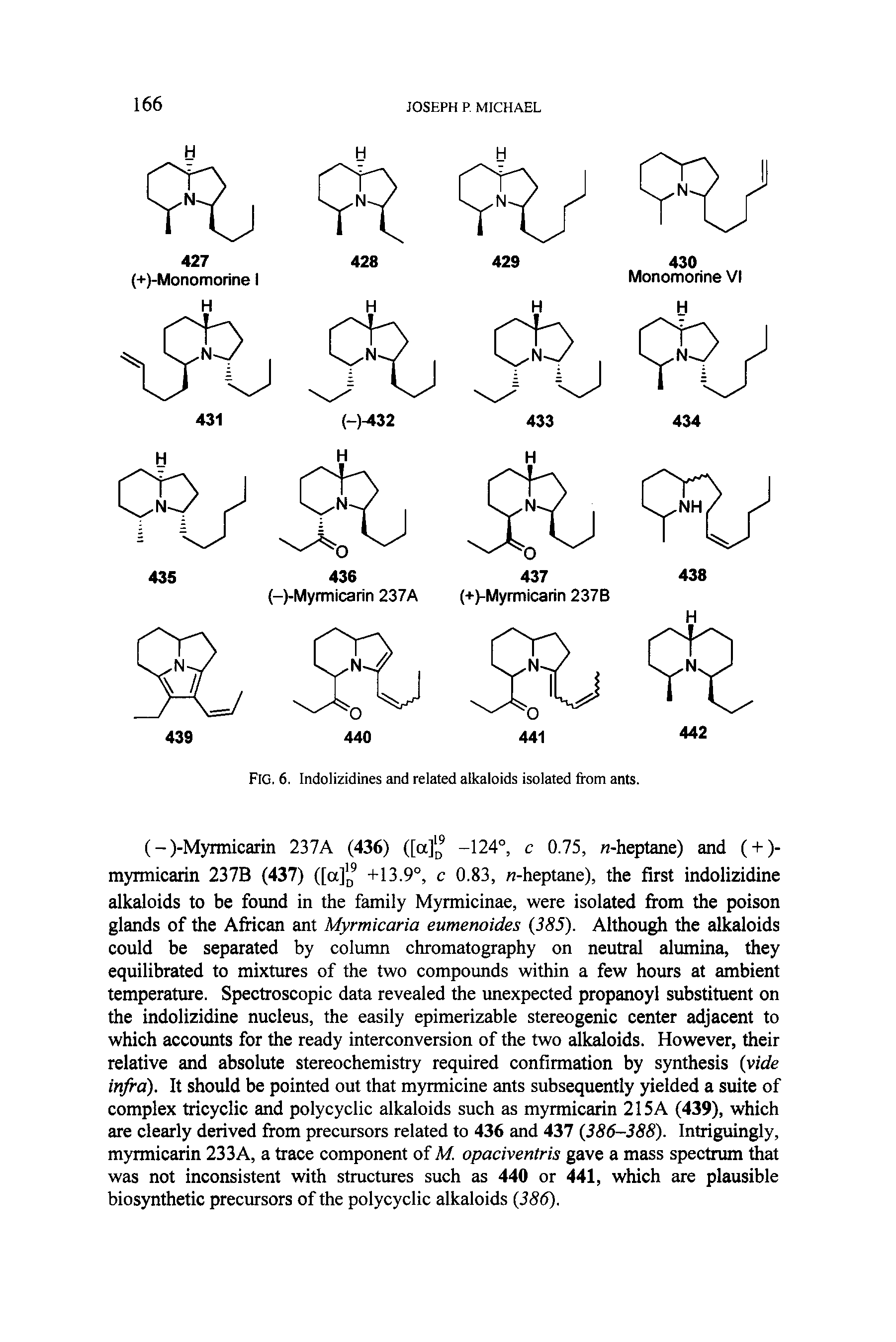 Fig. 6. Indolizidines and related alkaloids isolated from ants.