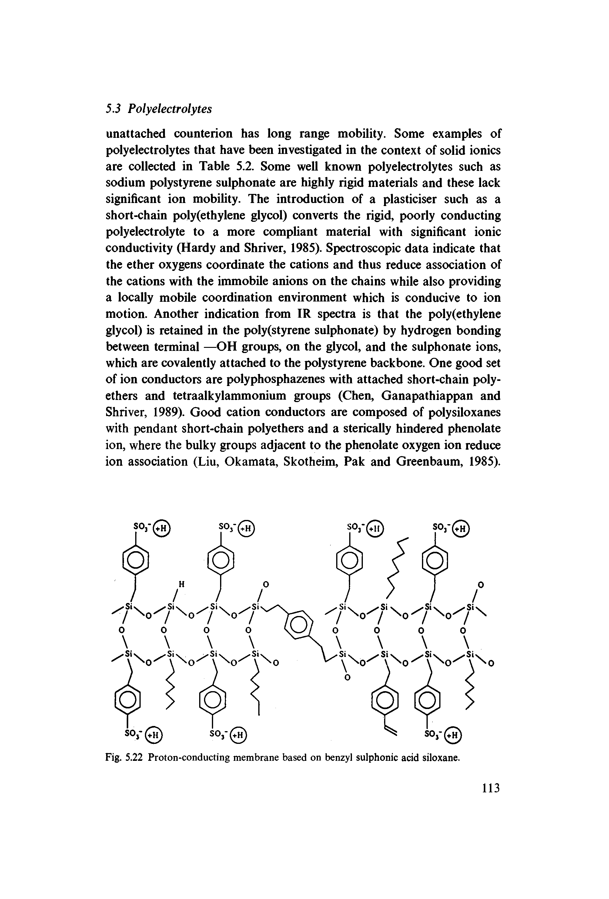 Fig. 5.22 Proton-conducting membrane based on benzyl sulphonic acid siloxane.