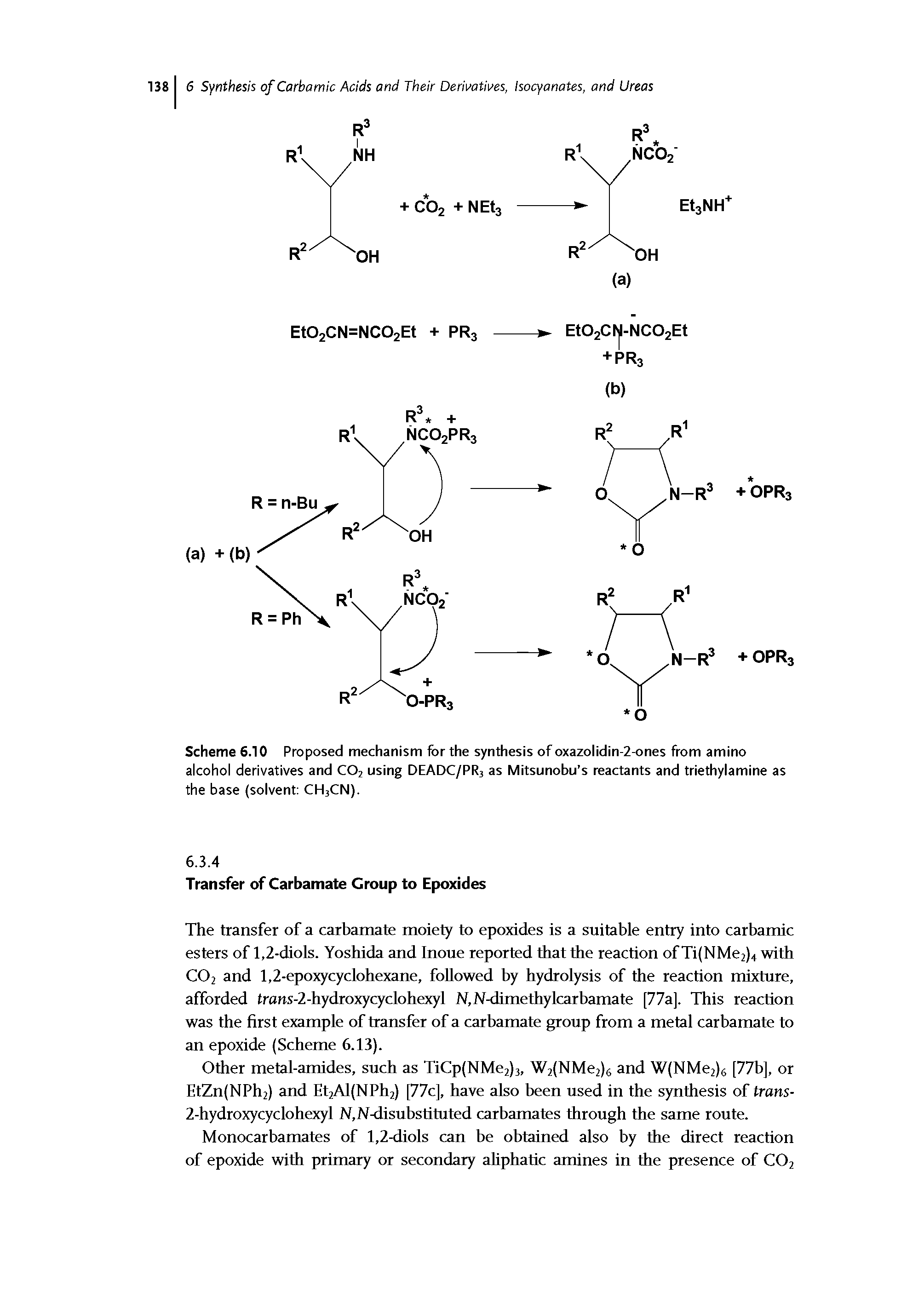 Scheme 6.10 Proposed mechanism for the synthesis of oxazolidin-2-ones from amino alcohol derivatives and C02 using DEADC/PR3 as Mitsunobu s reactants and triethylamine as the base (solvent CH3CN).