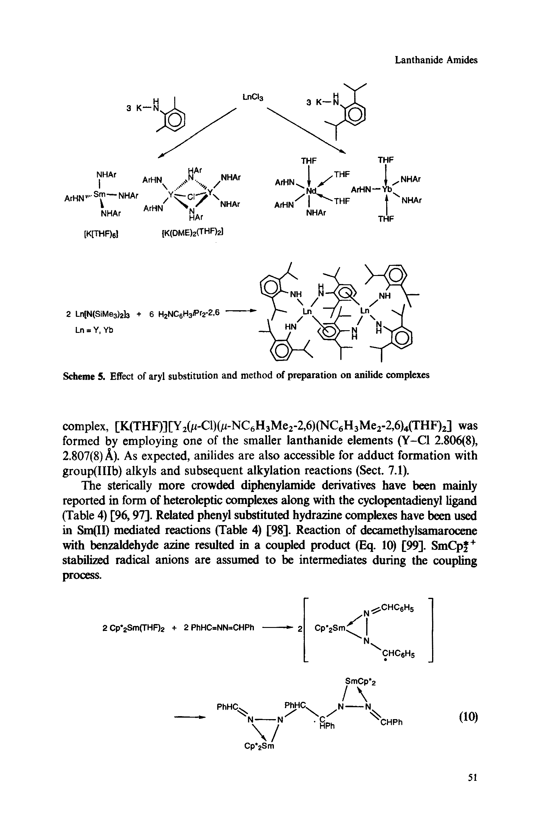 Scheme 5. Effect of aryl substitution and method of preparation on anilide complexes...