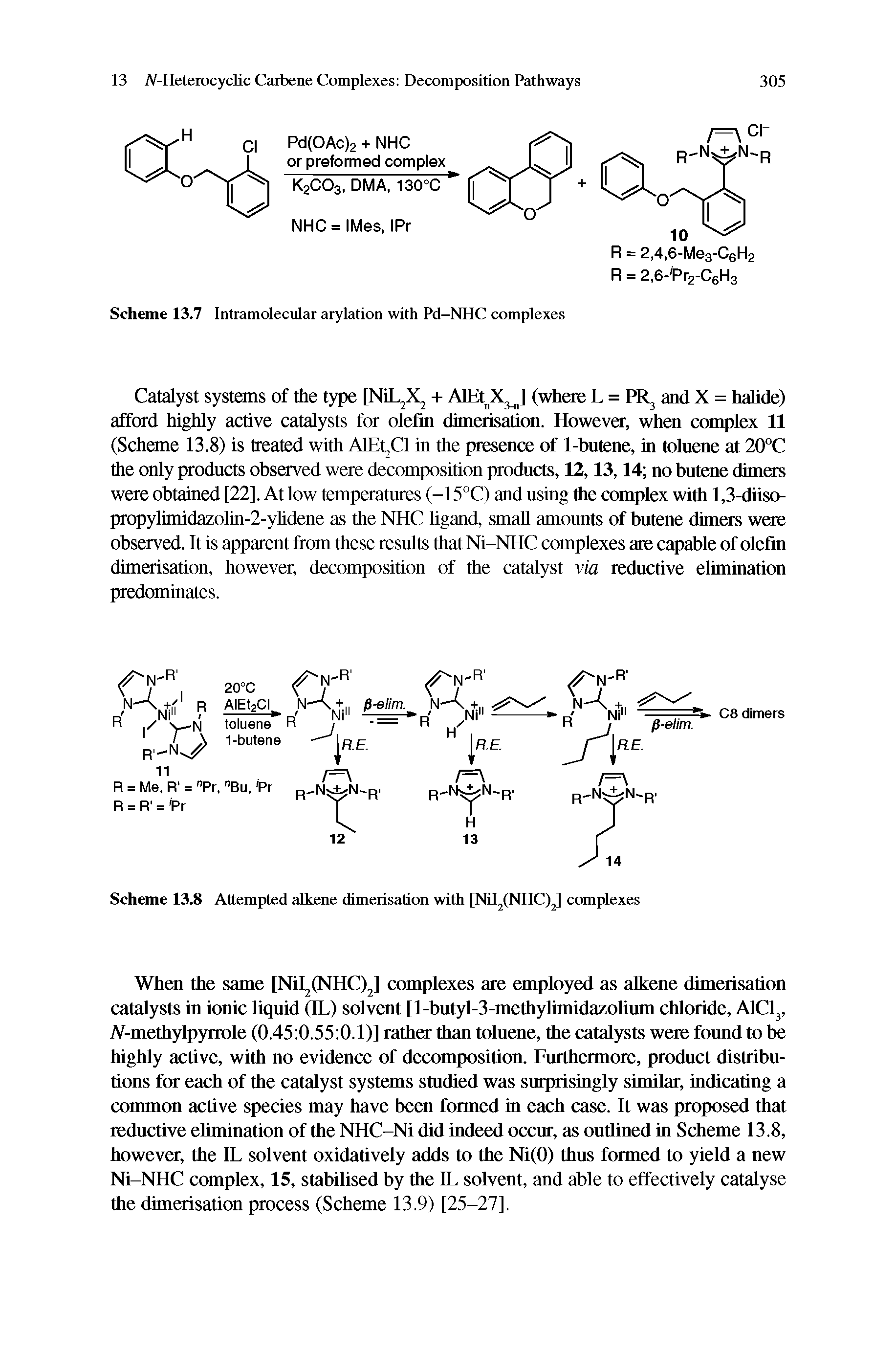 Scheme 13.8 Attempted alkene dimerisation with [Nil (NHC) ] complexes...