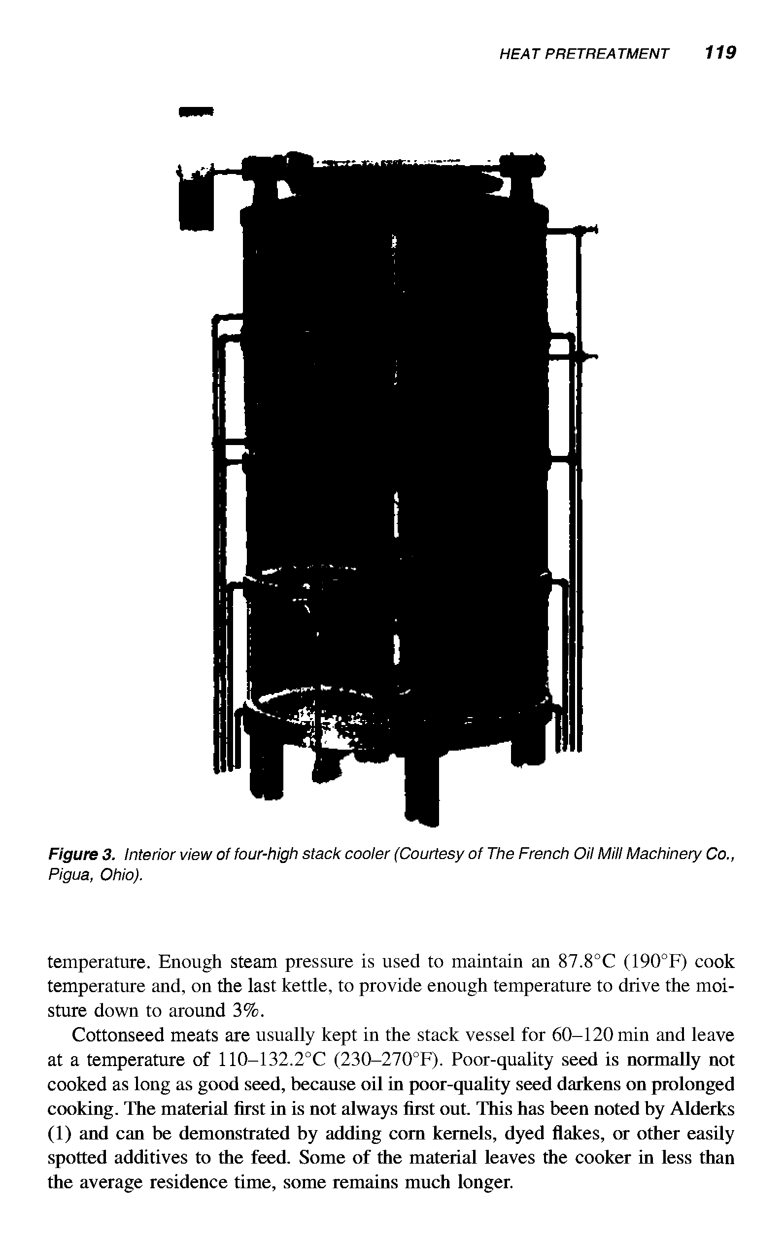 Figure 3. Interior view of four-high stack cooler (Courtesy of The French Oil Mill Machinery Co., Pigua, Ohio).