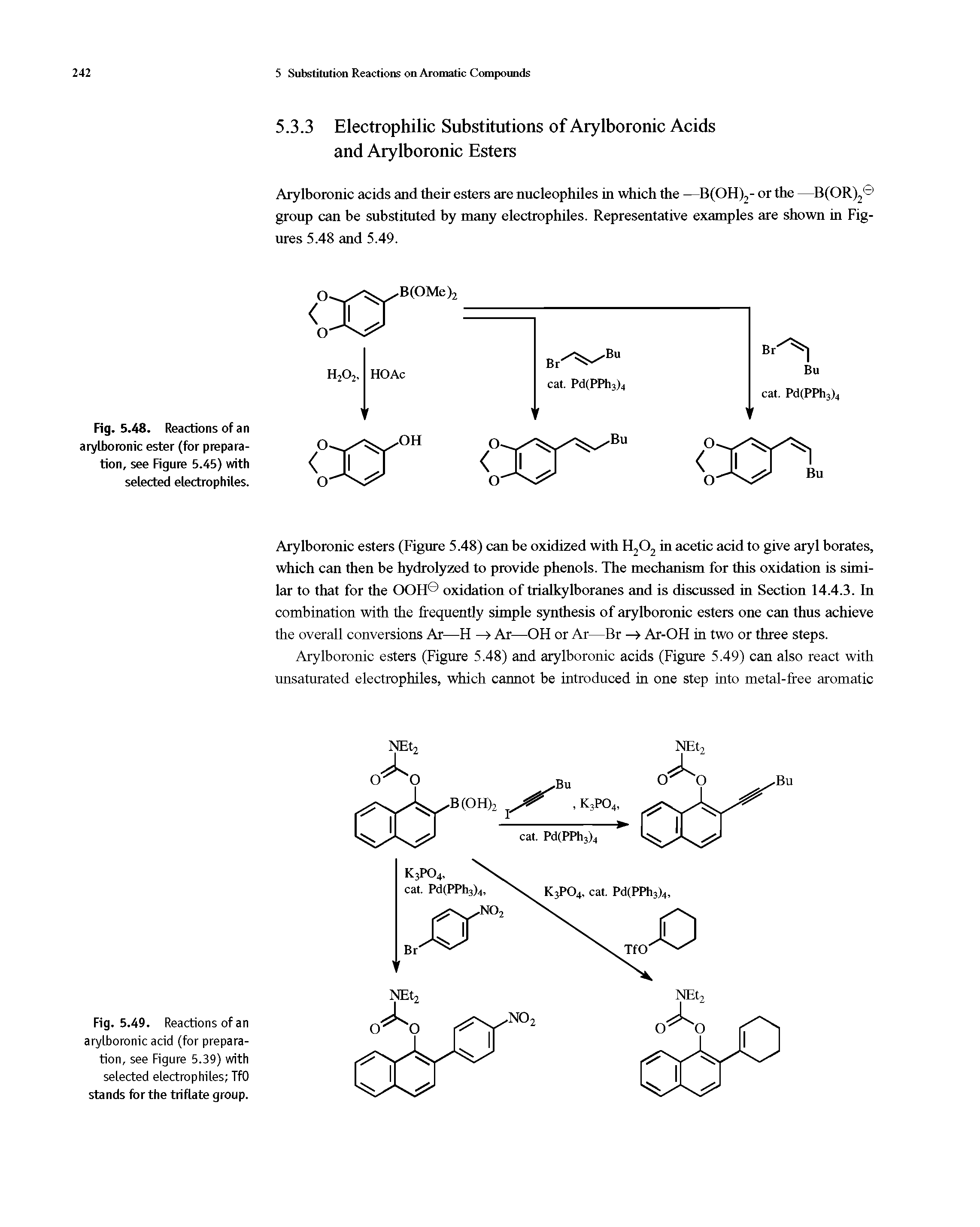 Fig. 5.48. Reactions of an arylboronic ester (for preparation, see Figure 5.45) with selected electrophiles.