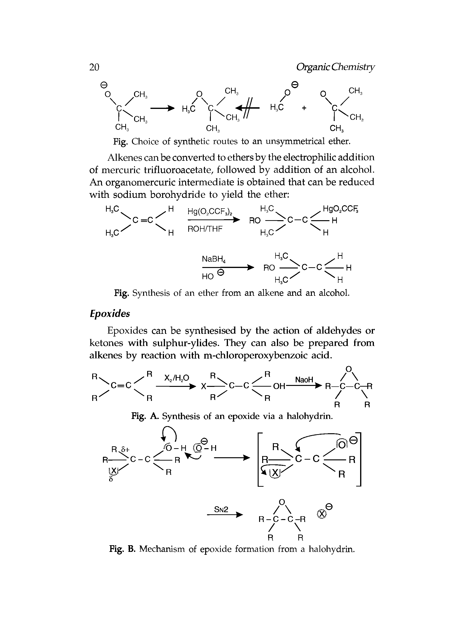 Fig. Synthesis of an ether from an alkene and an alcohol. Epoxides...