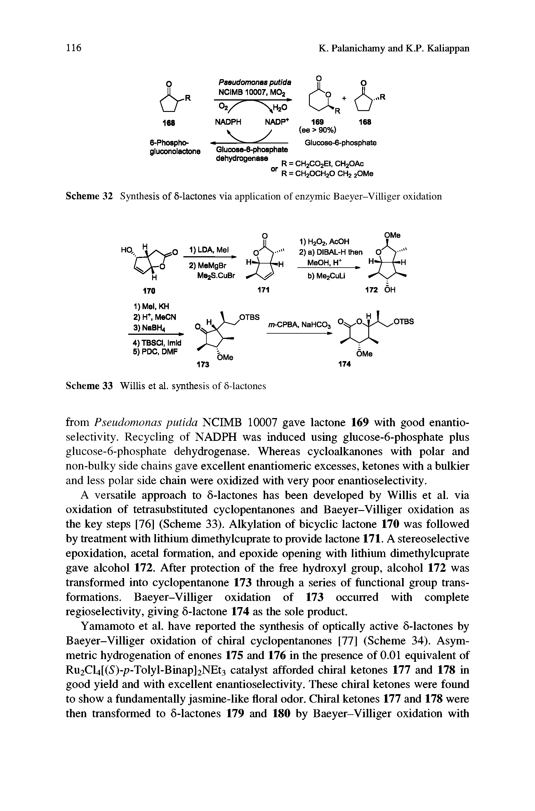 Scheme 32 Synthesis of 5-lactones via application of enzymic Baeyer-Villiger oxidation...