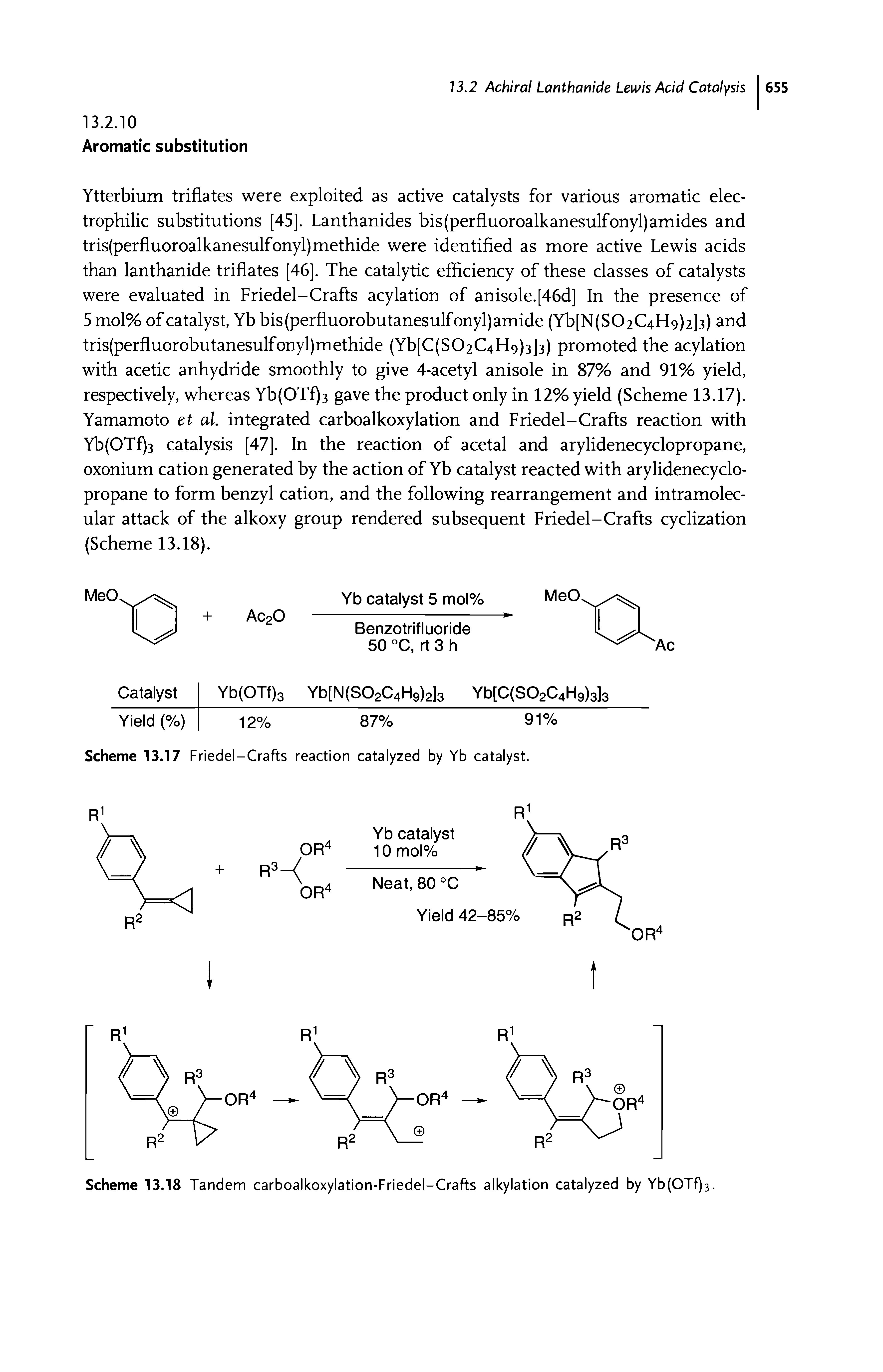 Scheme 13.18 Tandem carboalkoxylation-Friedel-Crafts alkylation catalyzed by Yb(OTf)3.