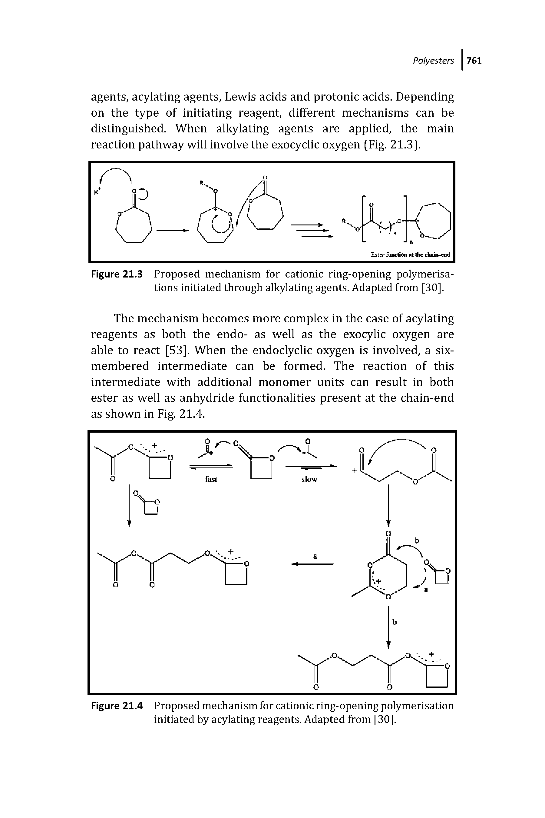 Figure 21.3 Proposed mechanism for cationic ring-opening polymerisations initiated through alkylating agents. Adapted from [30].