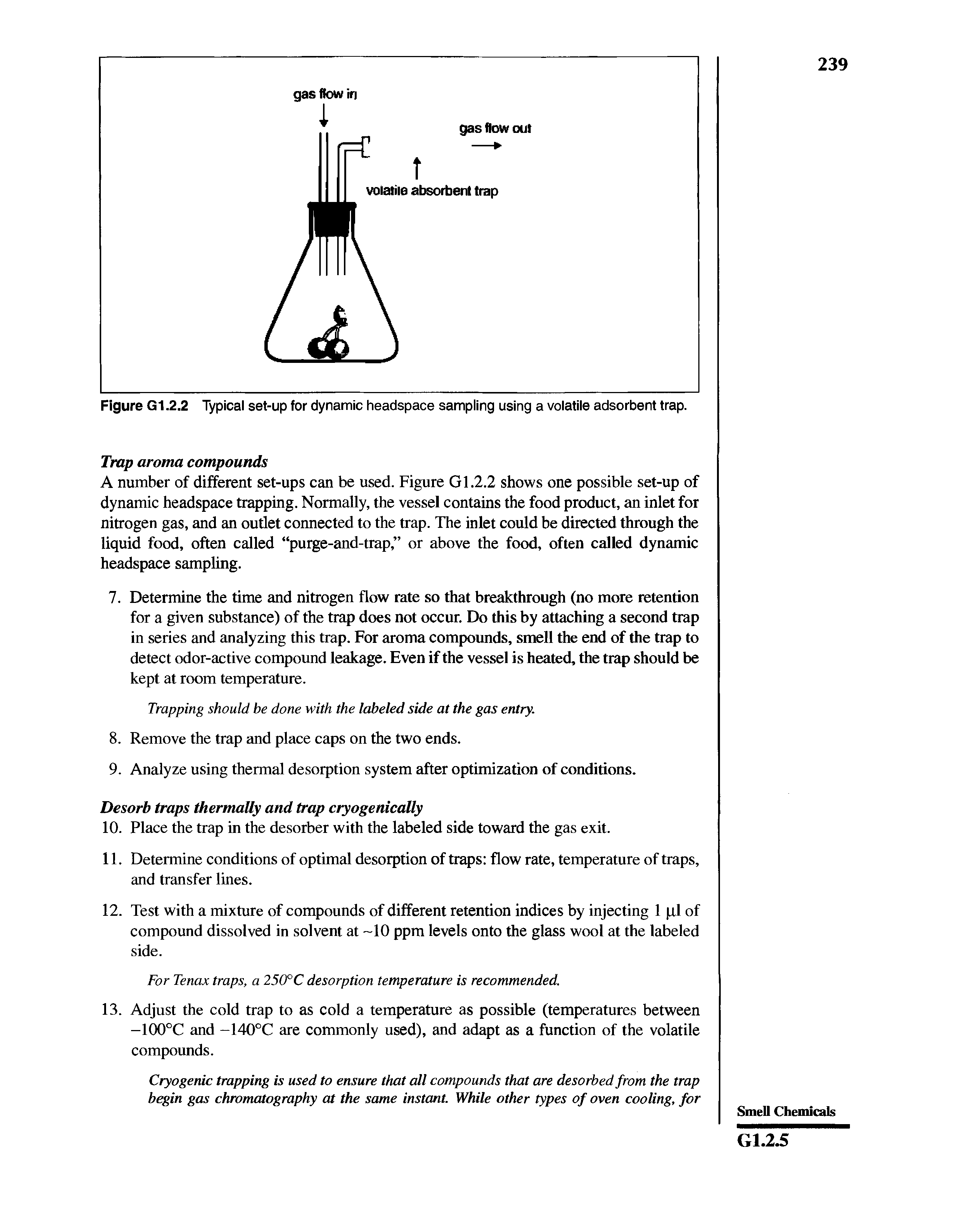 Figure G1.2.2 Typical set-up for dynamic headspace sampling using a volatile adsorbent trap.