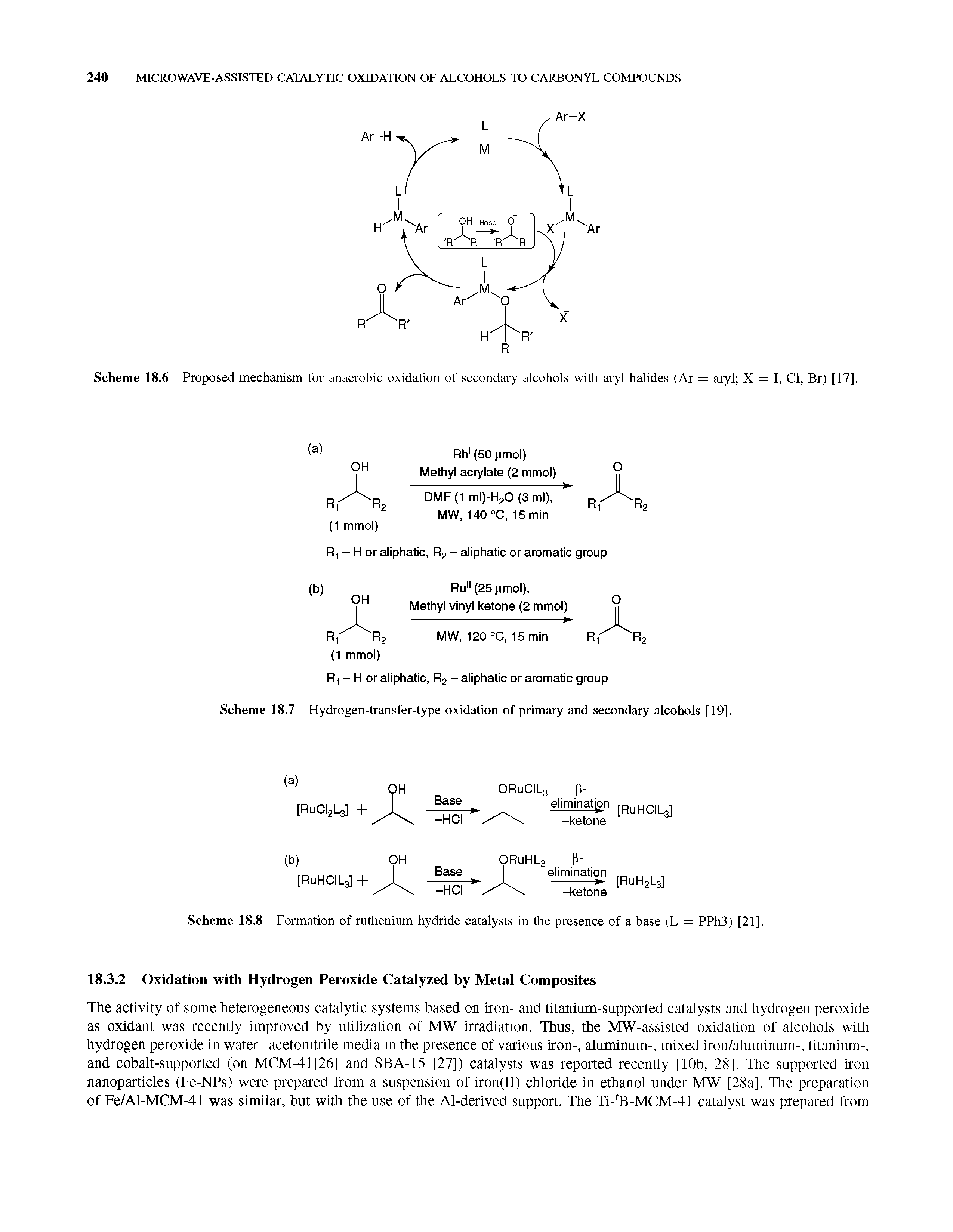 Scheme 18.6 Proposed mechanism for anaerobic oxidation of secondary alcohols with aryl halides (Ar = aryl X = 1, Cl, Br) [17],...