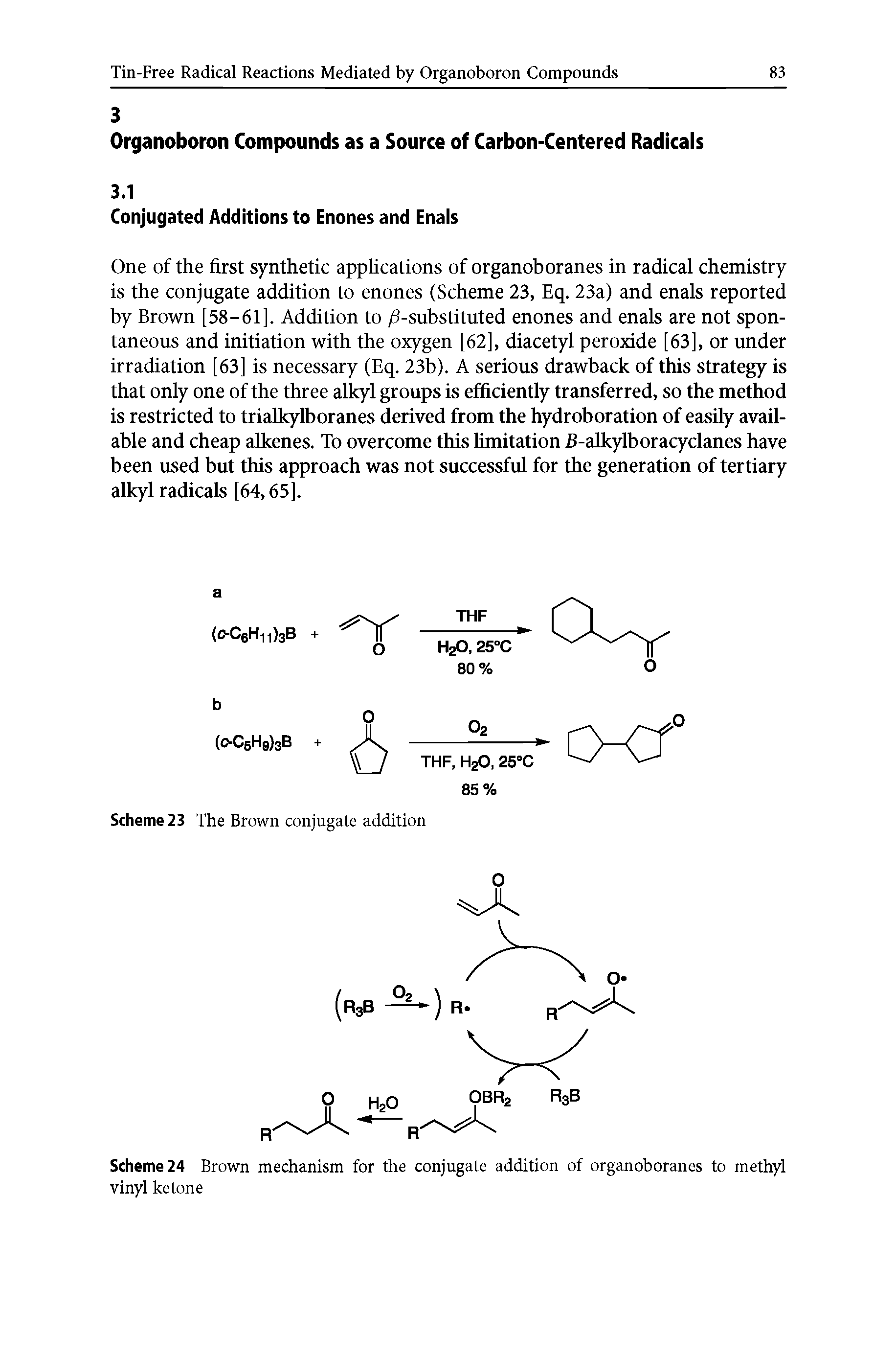 Scheme 24 Brown mechanism for the conjugate addition of organoboranes to methyl vinyl ketone...