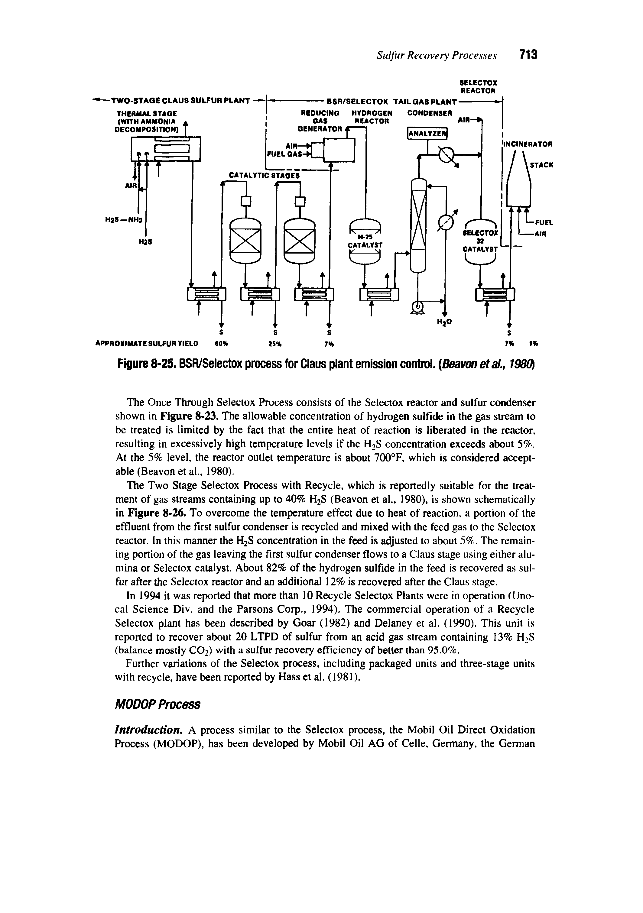 Figure 8-2S. BSR/Selectox process for Claus plant emission control. (Beavonetal., 1980f...