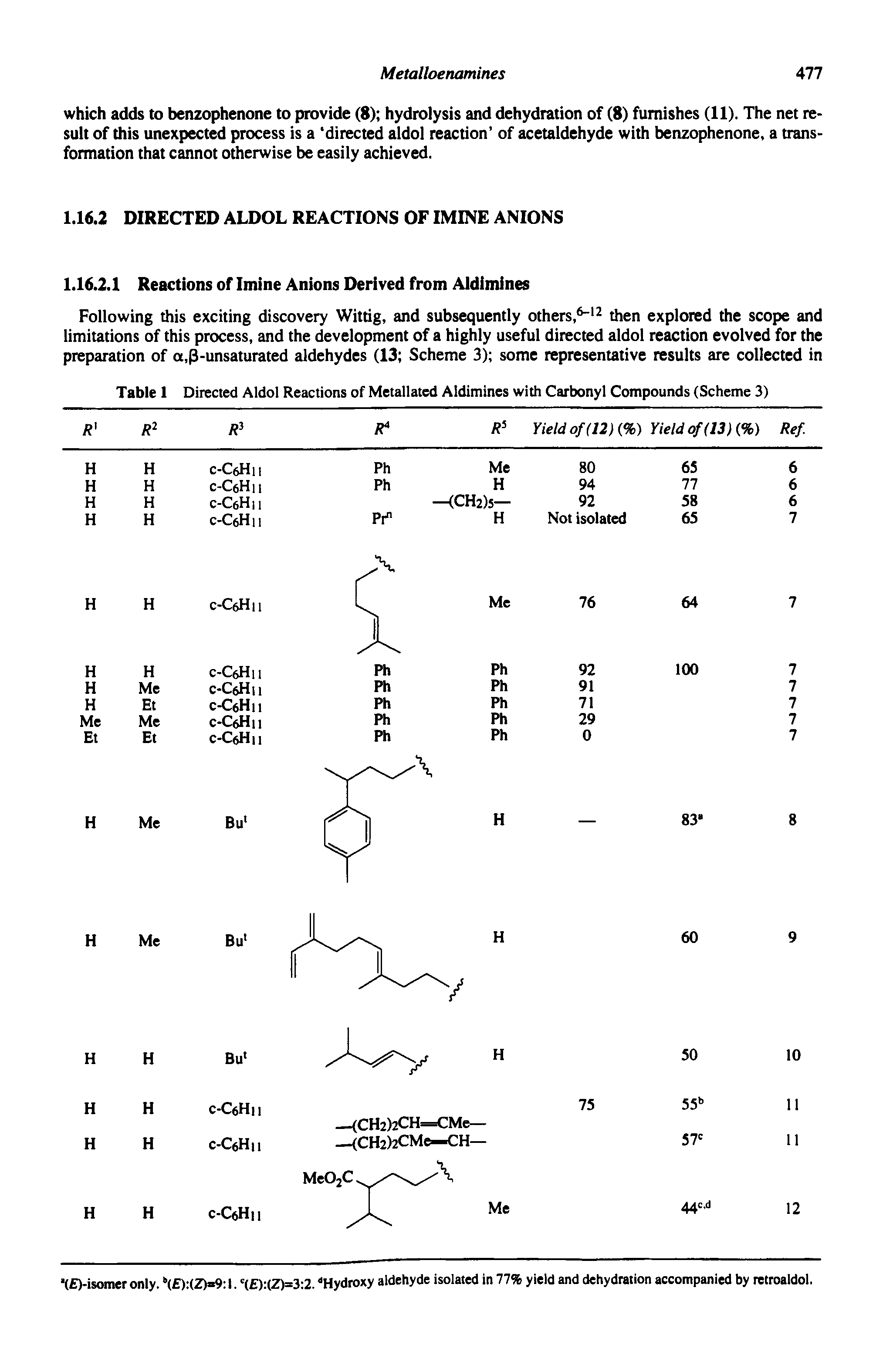 Table 1 Directed Aldol Reactions of Metallated Aldimines with Carbonyl Compounds (Scheme 3)...