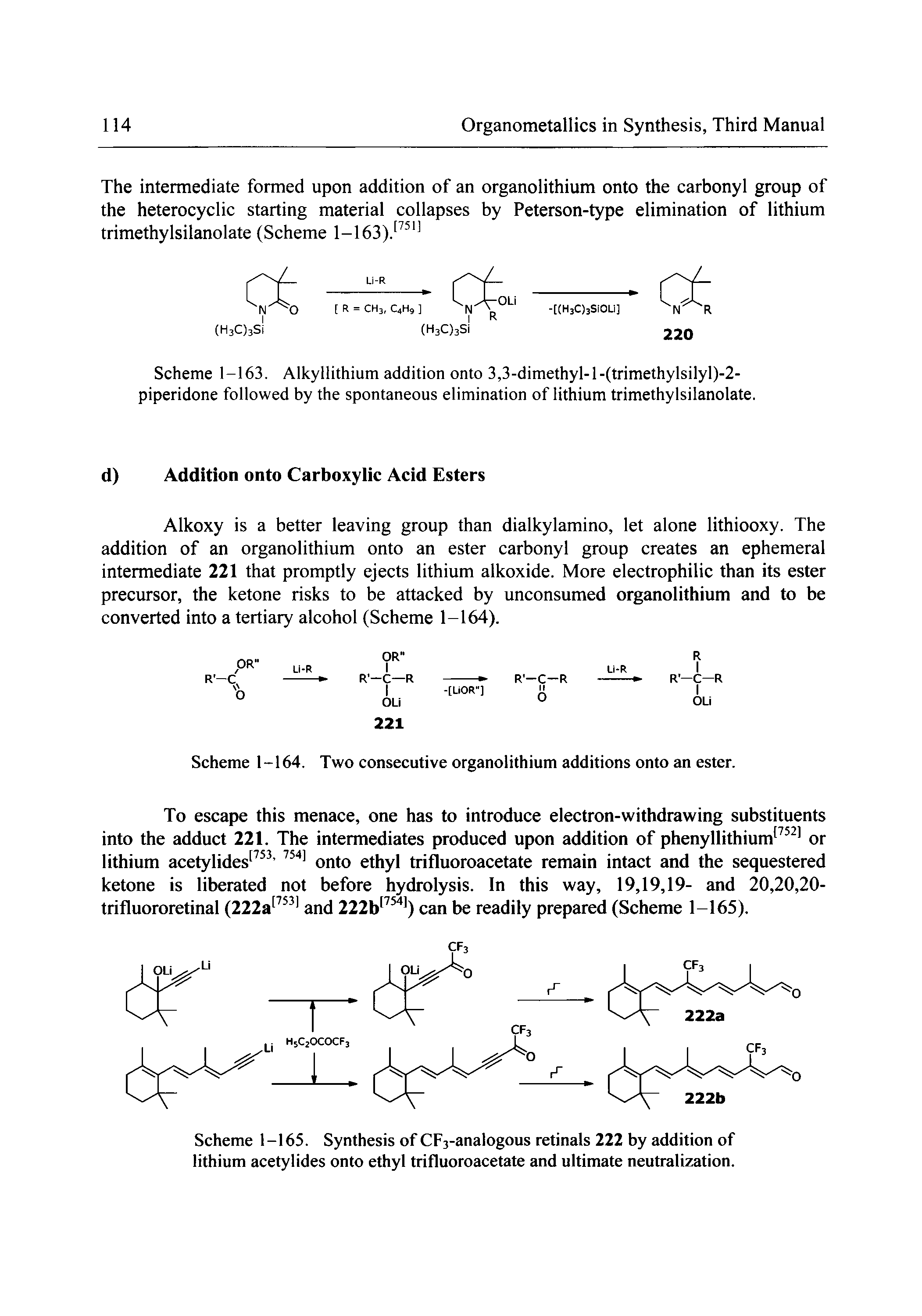Scheme 1-163. Alkyllithium addition onto 3,3-dimethyl-l-(trimethylsilyl)-2-piperidone followed by the spontaneous elimination of lithium trimethylsilanolate.