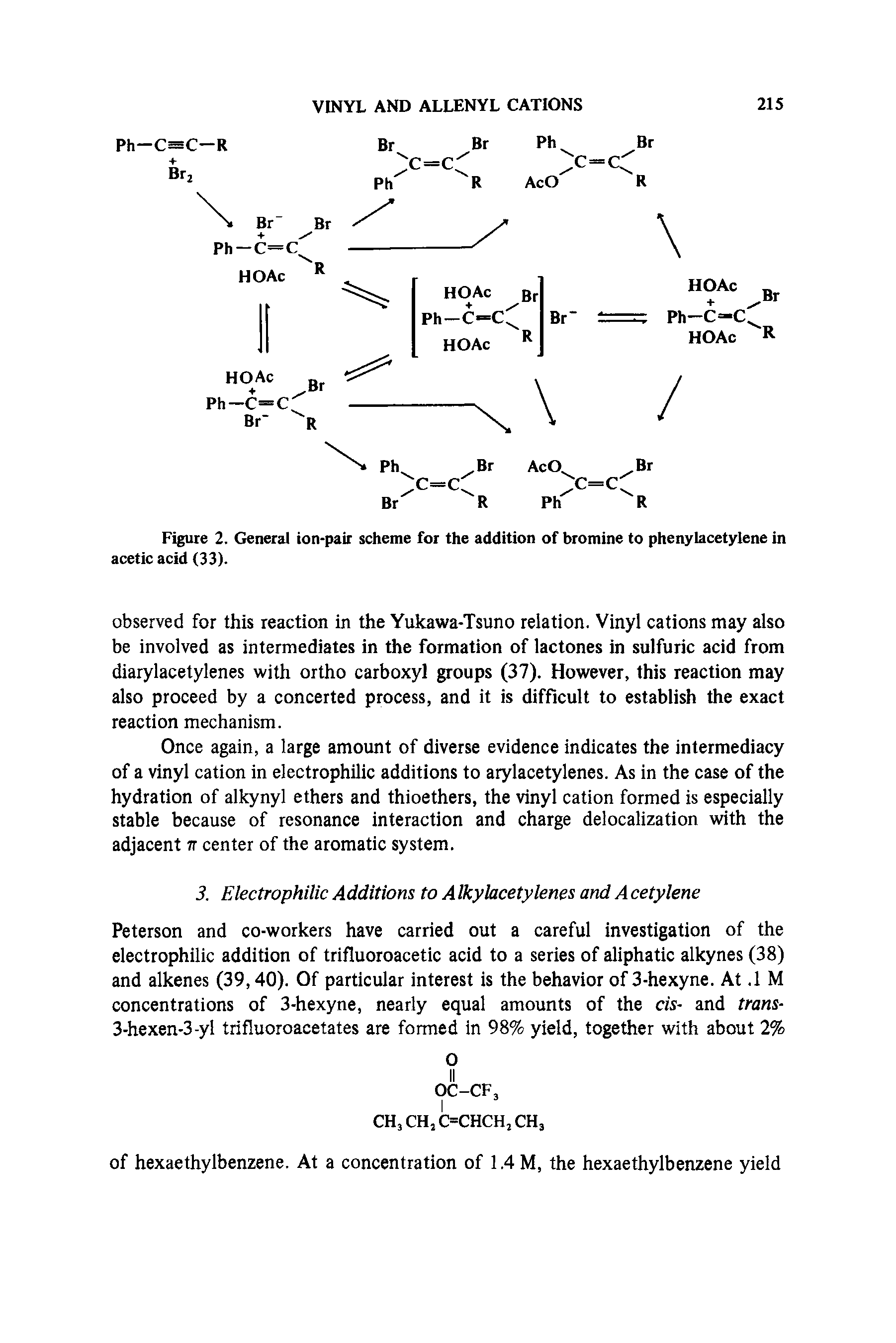 Figure 2. General ton-pair scheme for the addition of bromine to phenylacetylene in acetic acid (33).