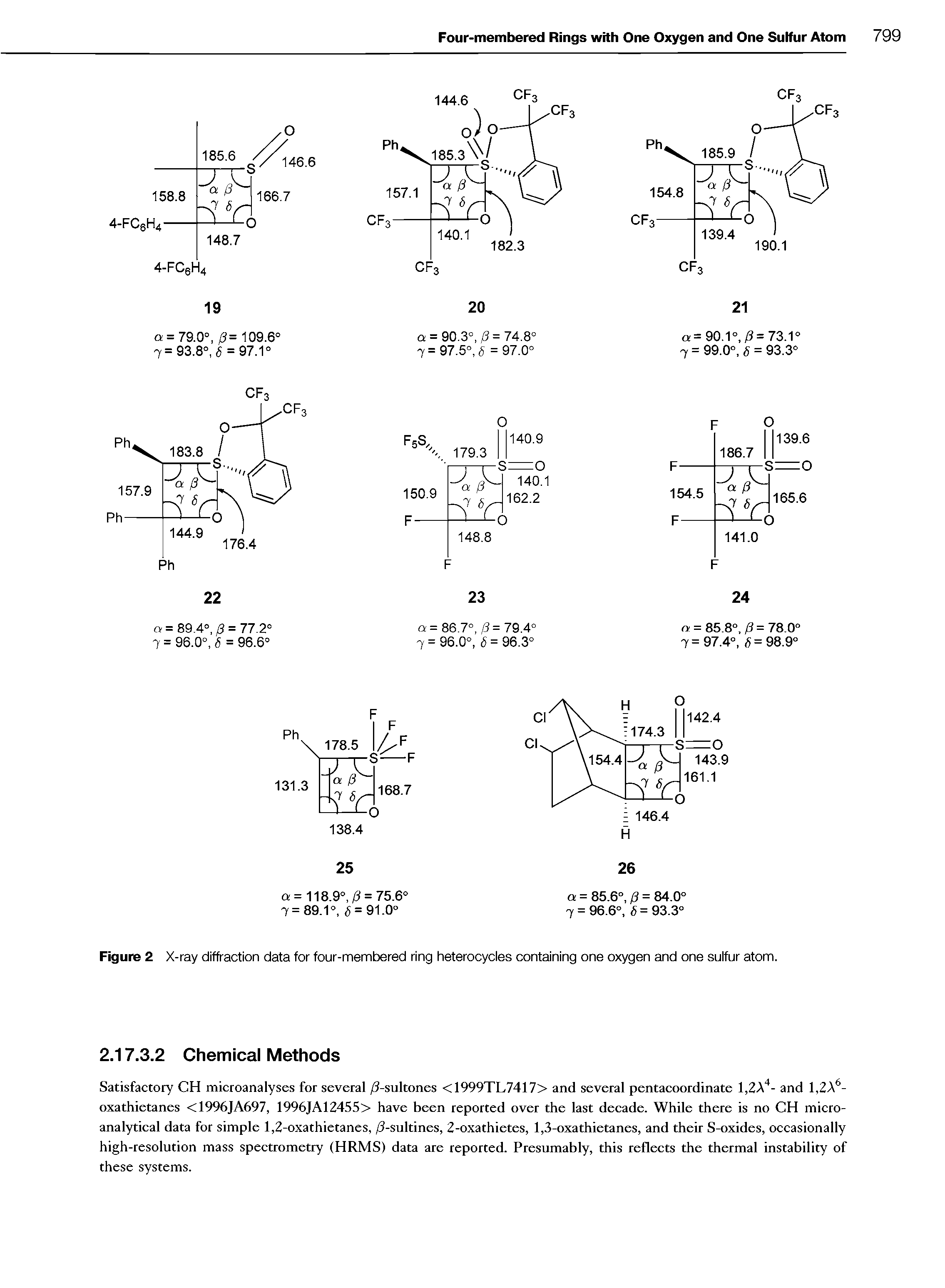 Figure 2 X-ray diffraction data for four-membered ring heterocycles containing one oxygen and one sulfur atom.