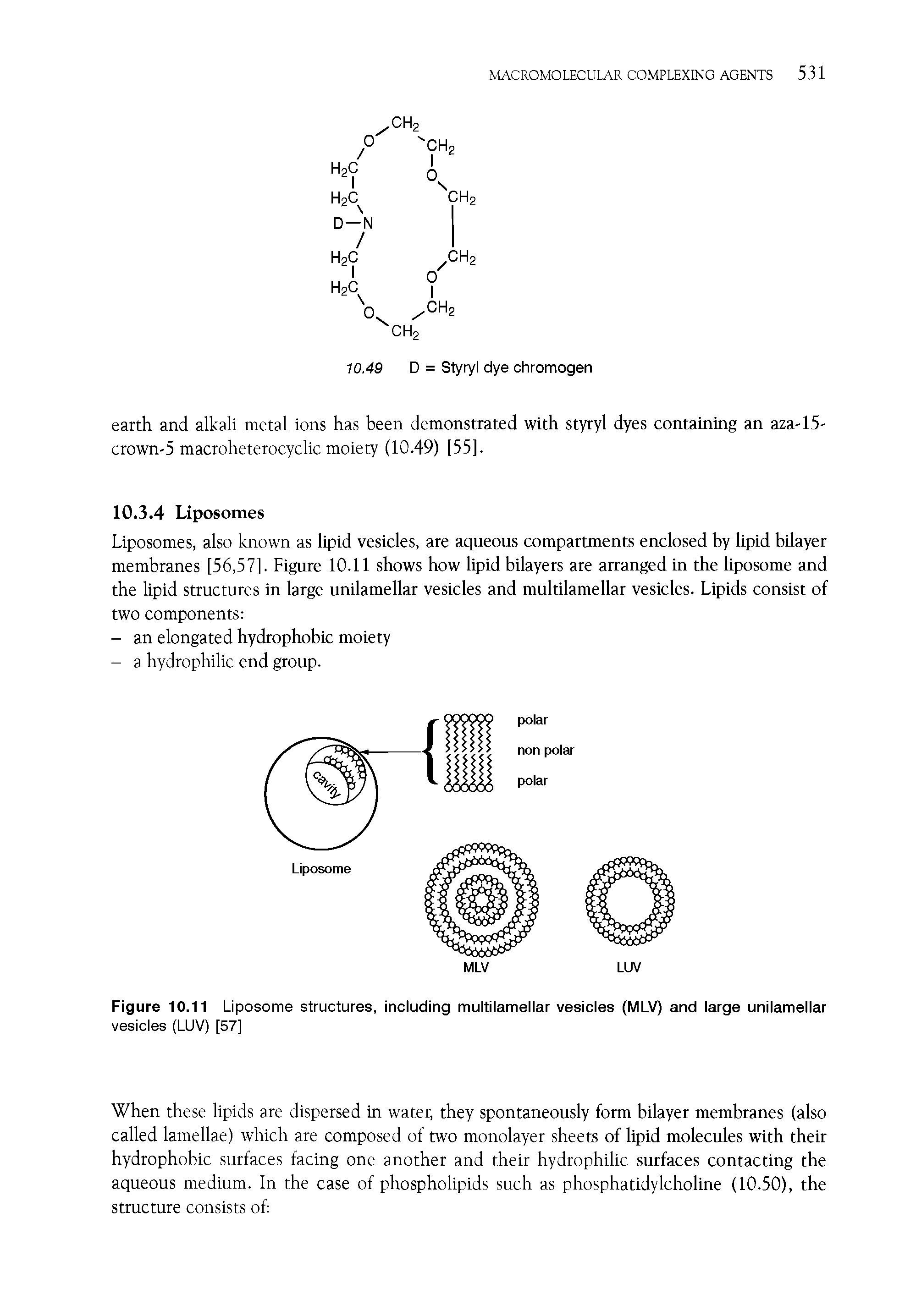 Figure 10.11 Liposome structures, including multilamellar vesicles (MLV) and large unilamellar...