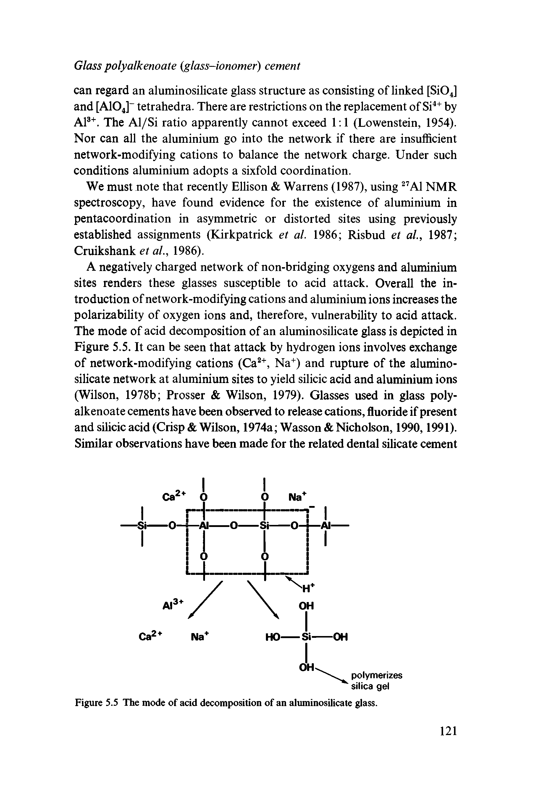 Figure S.S The mode of acid decomposition of an aluminosilicate glass.