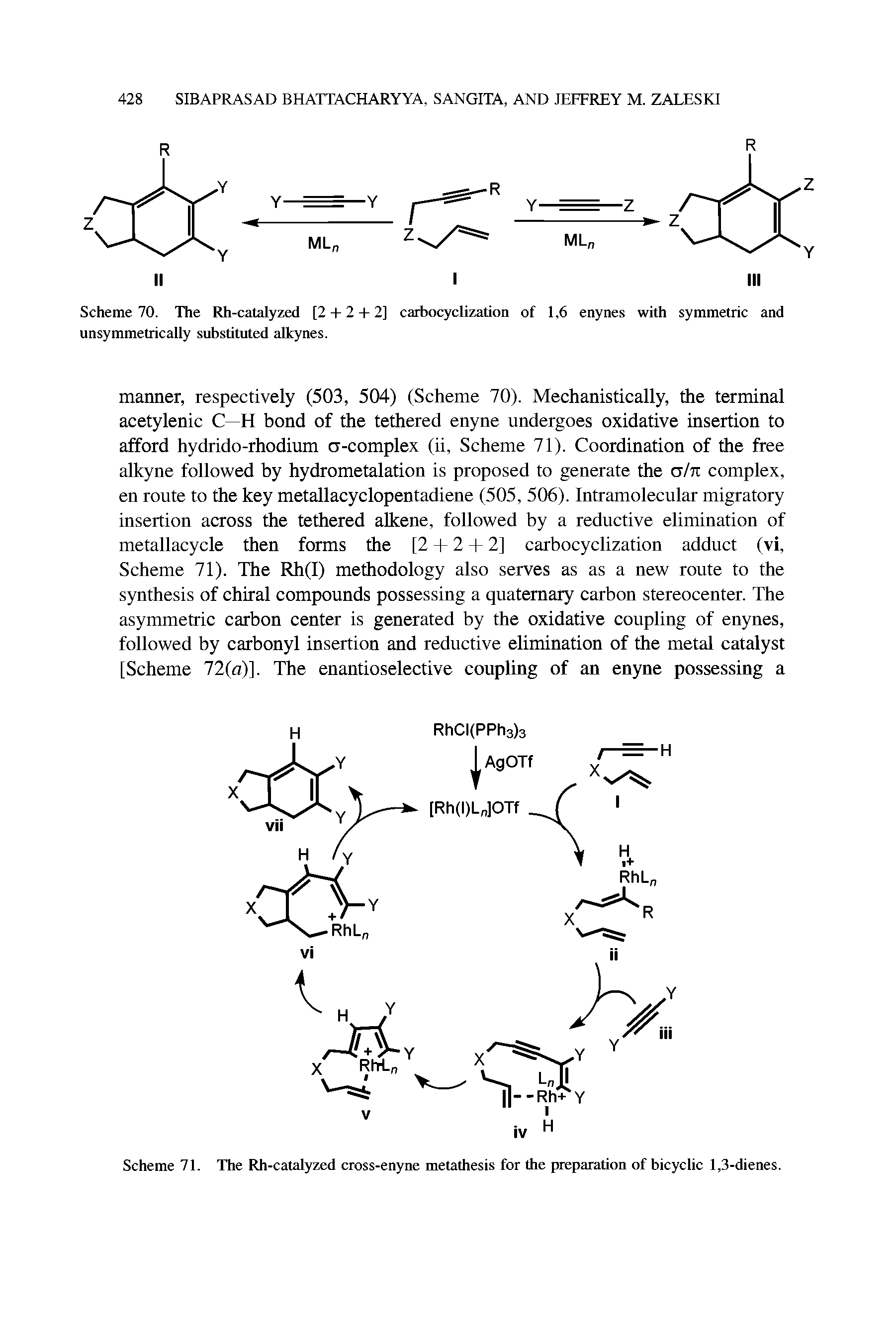 Scheme 71. The Rh-catalyzed cross-enyne metathesis for the preparation of bicyclic 1,3-dienes.