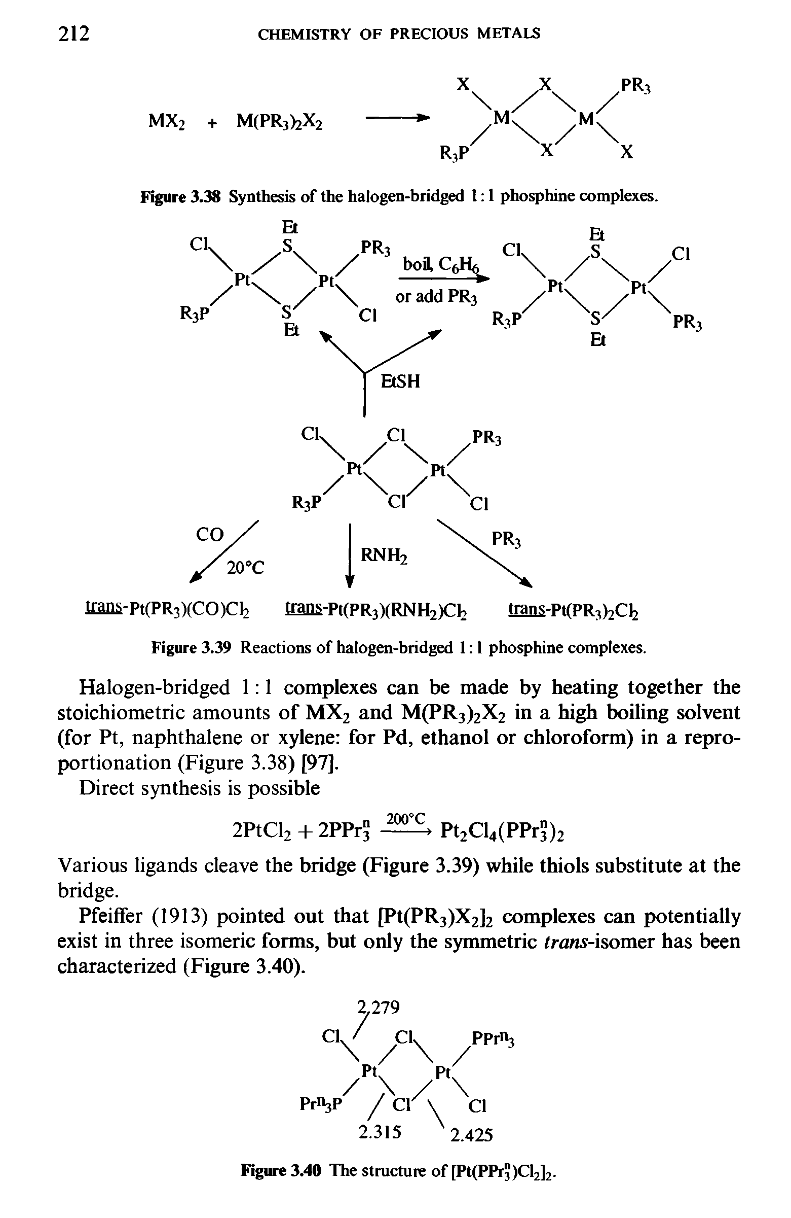 Figure 3.38 Synthesis of the halogen-bridged 1 1 phosphine complexes.