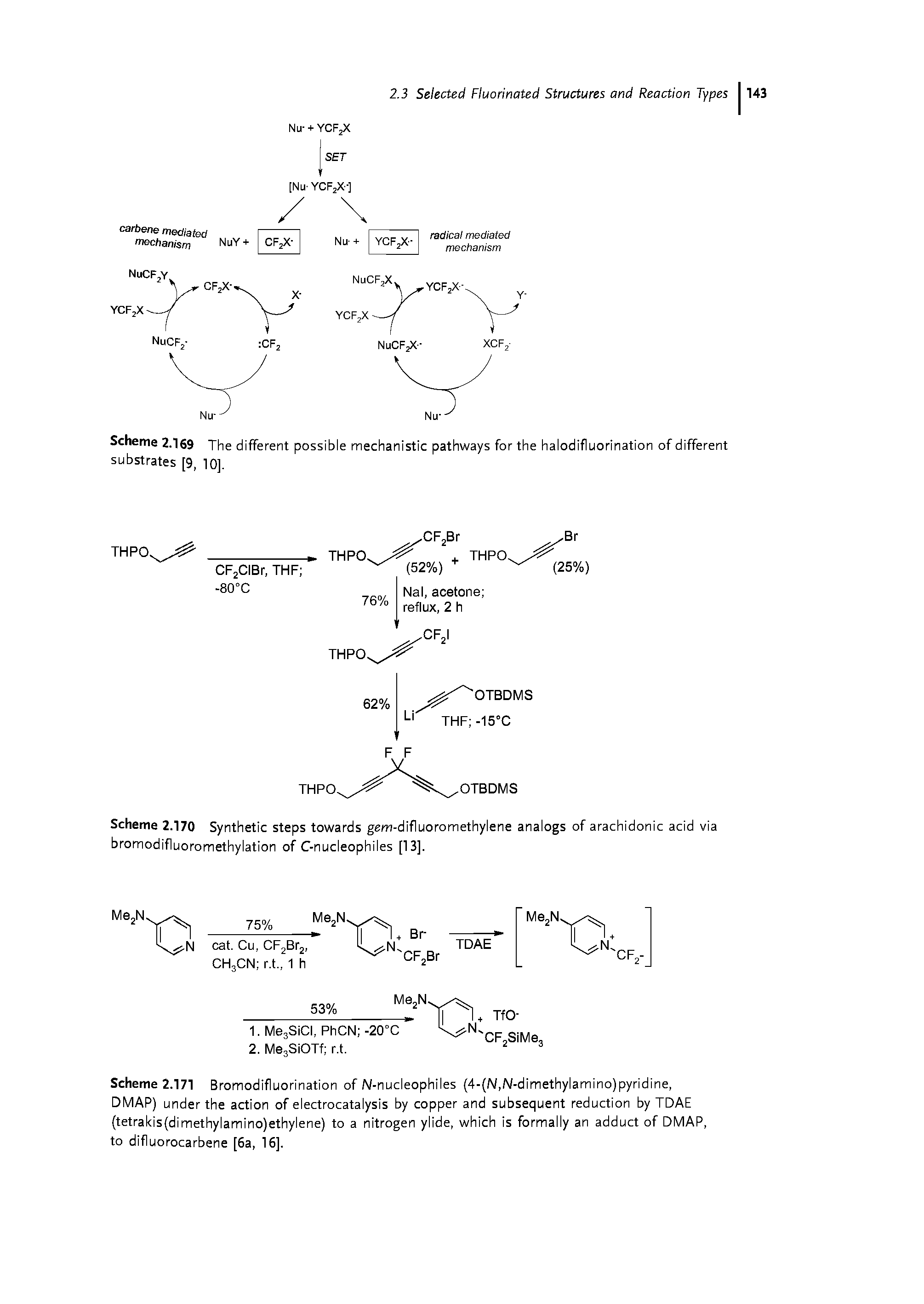 Scheme 2.170 Synthetic steps towards gem-difluoromethylene analogs of arachidonic acid via bromodifluoromethylation of C-nucleophiles [13].