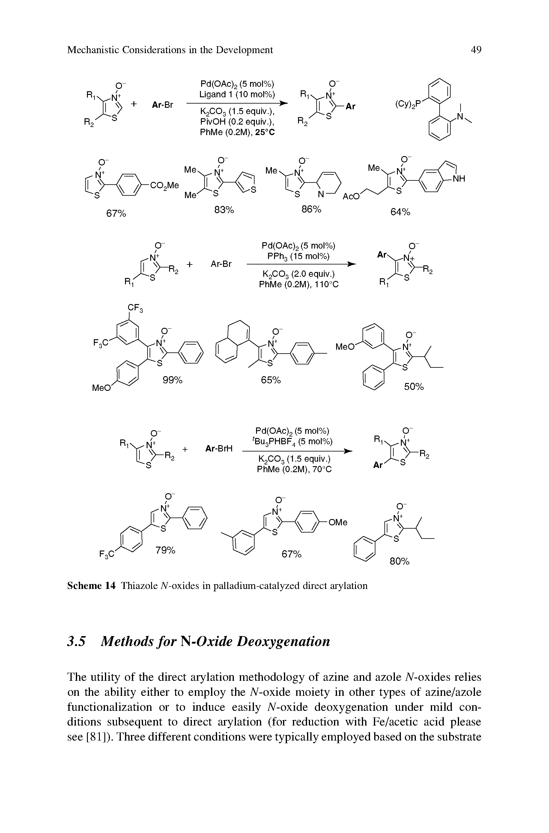 Scheme 14 Thiazole N-oxides in palladium-catalyzed direct arylation...