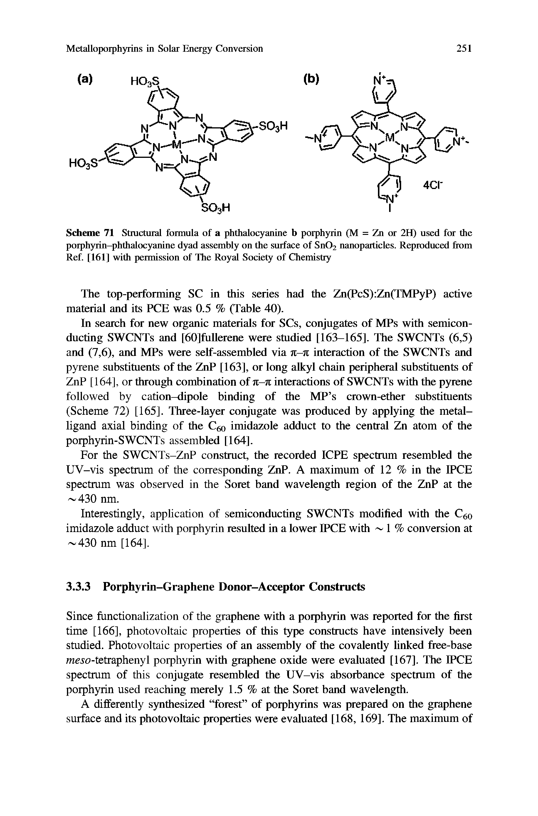 Scheme 71 Stmctural formula of a phthalocyanine b porphyrin (M = Zn or 2H) used for the porph5uin-phthalocyanine dyad assembly on the surface of Sn02 nanoparticles. Reproduced from Ref. [161] with permission of The Royal Society of Chemistry...