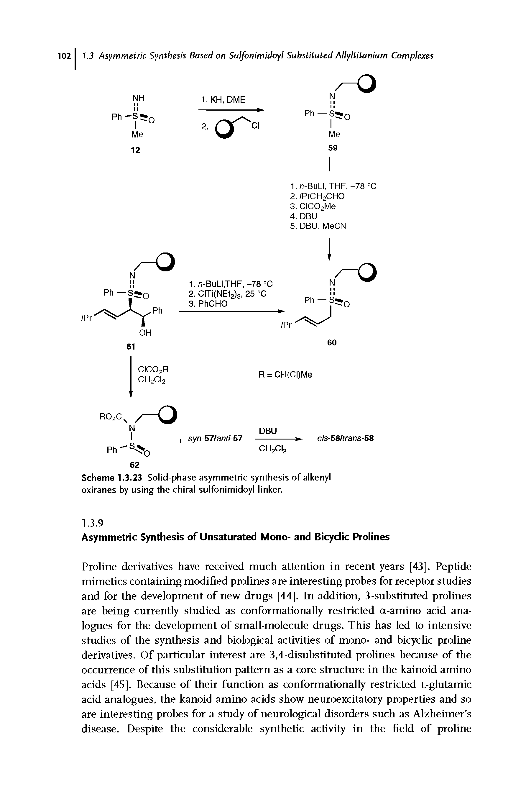 Scheme 1.3.23 Solid-phase asymmetric synthesis of alkenyl oxiranes by using the chiral sulfonimidoyl linker.