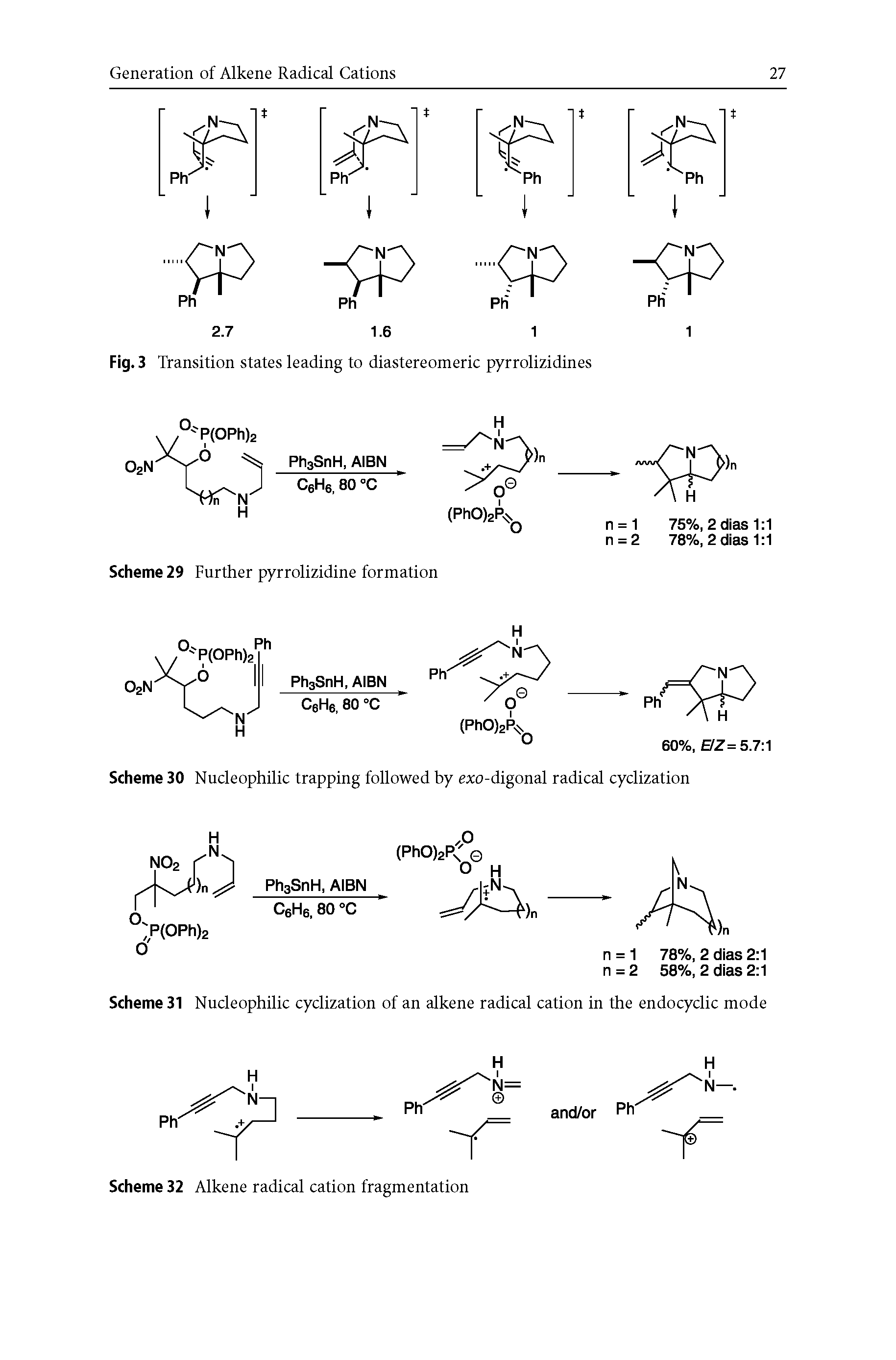 Scheme 31 Nucleophilic cyclization of an alkene radical cation in the endocyclic mode...