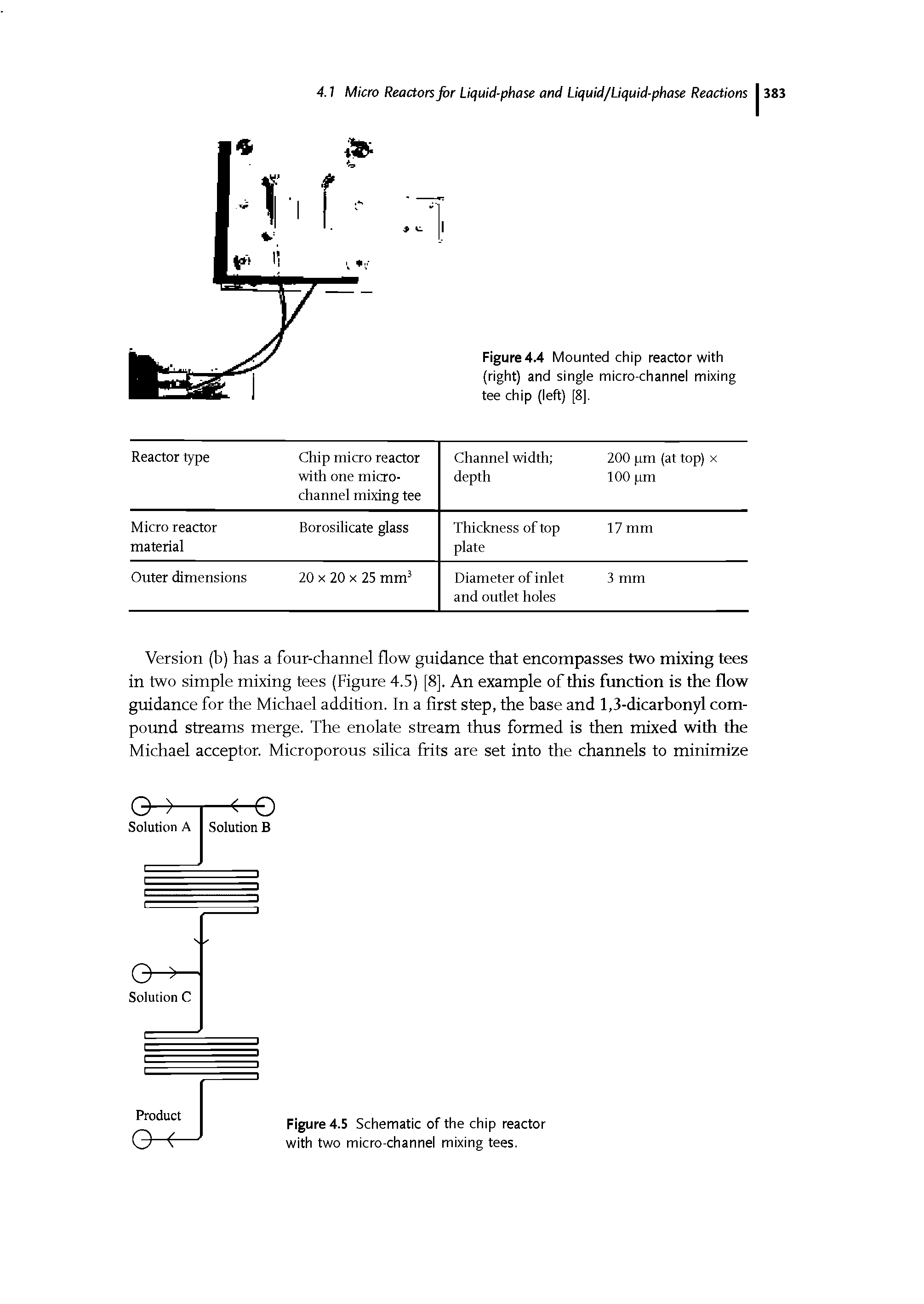 Figure 4.5 Schematic of the chip reactor with two micro-channel mixing tees.