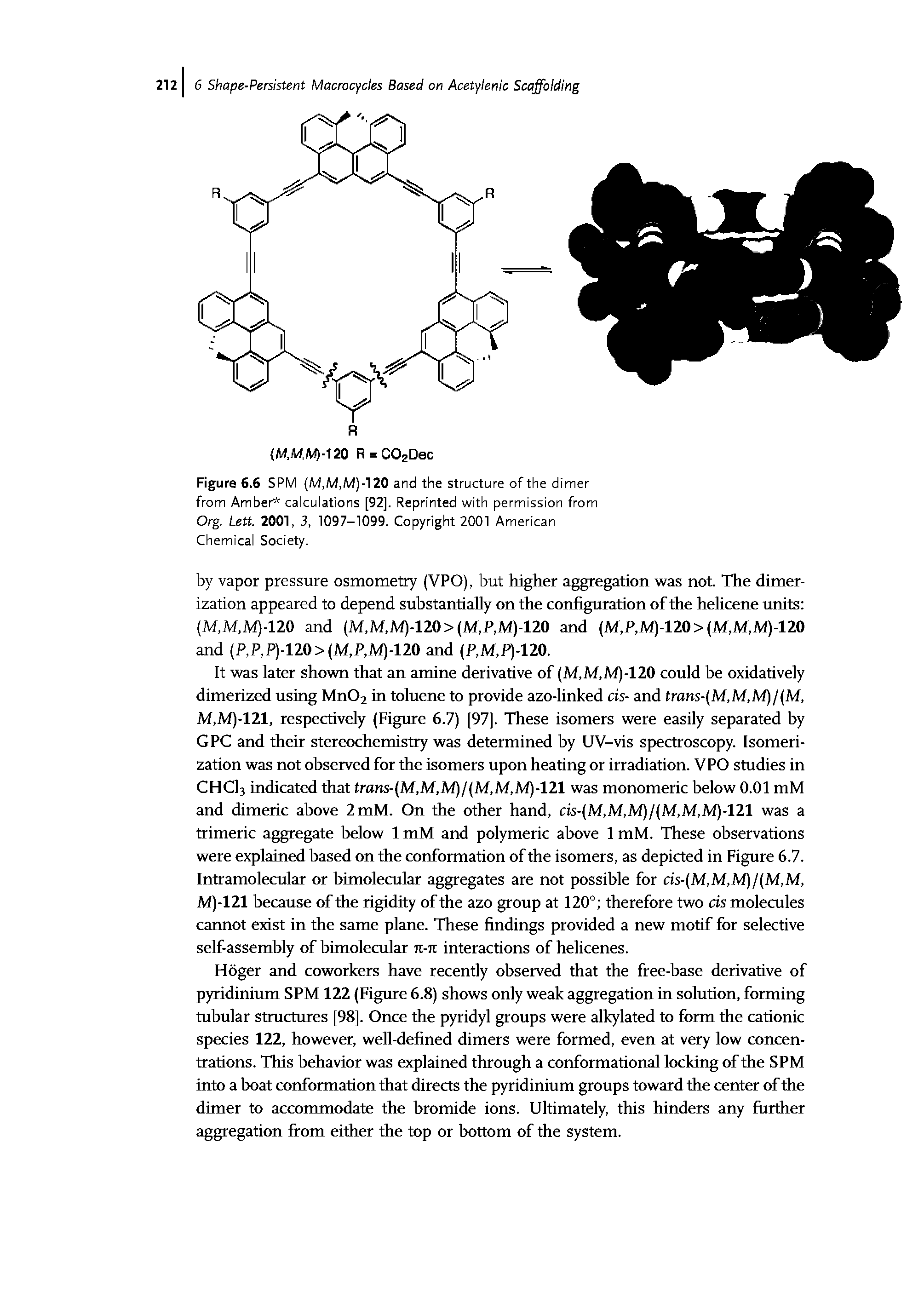 Figure 6.6 SPM (M,M,M)-120 and the structure of the dimer from Amber calculations [92]. Reprinted with permission from Org. Lett. 2001, 3, 1097-1099. Copyright 2001 American Chemical Society.
