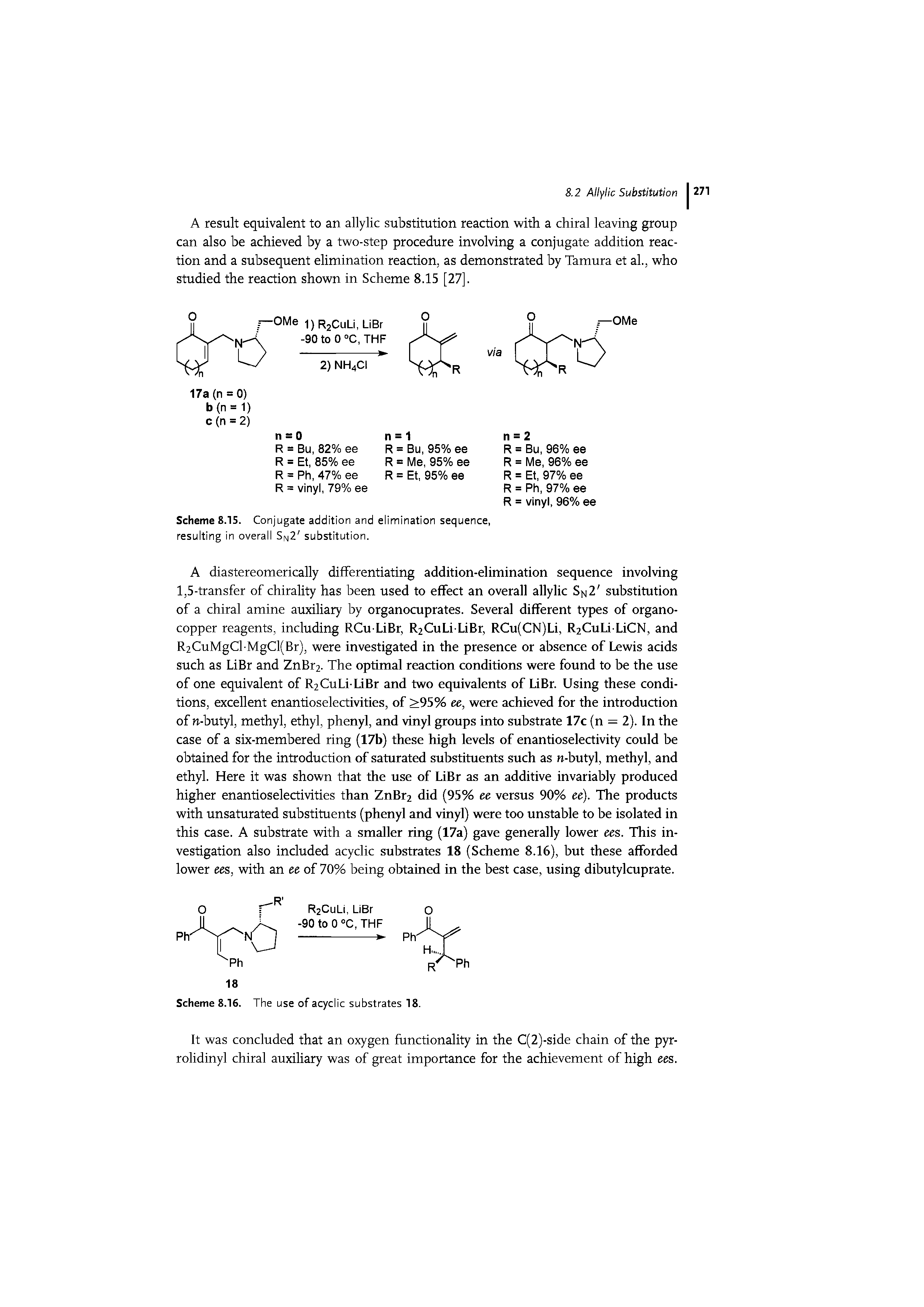 Scheme 8.15. Conjugate addition and elimination sequence, resulting in overall Sn2 substitution.