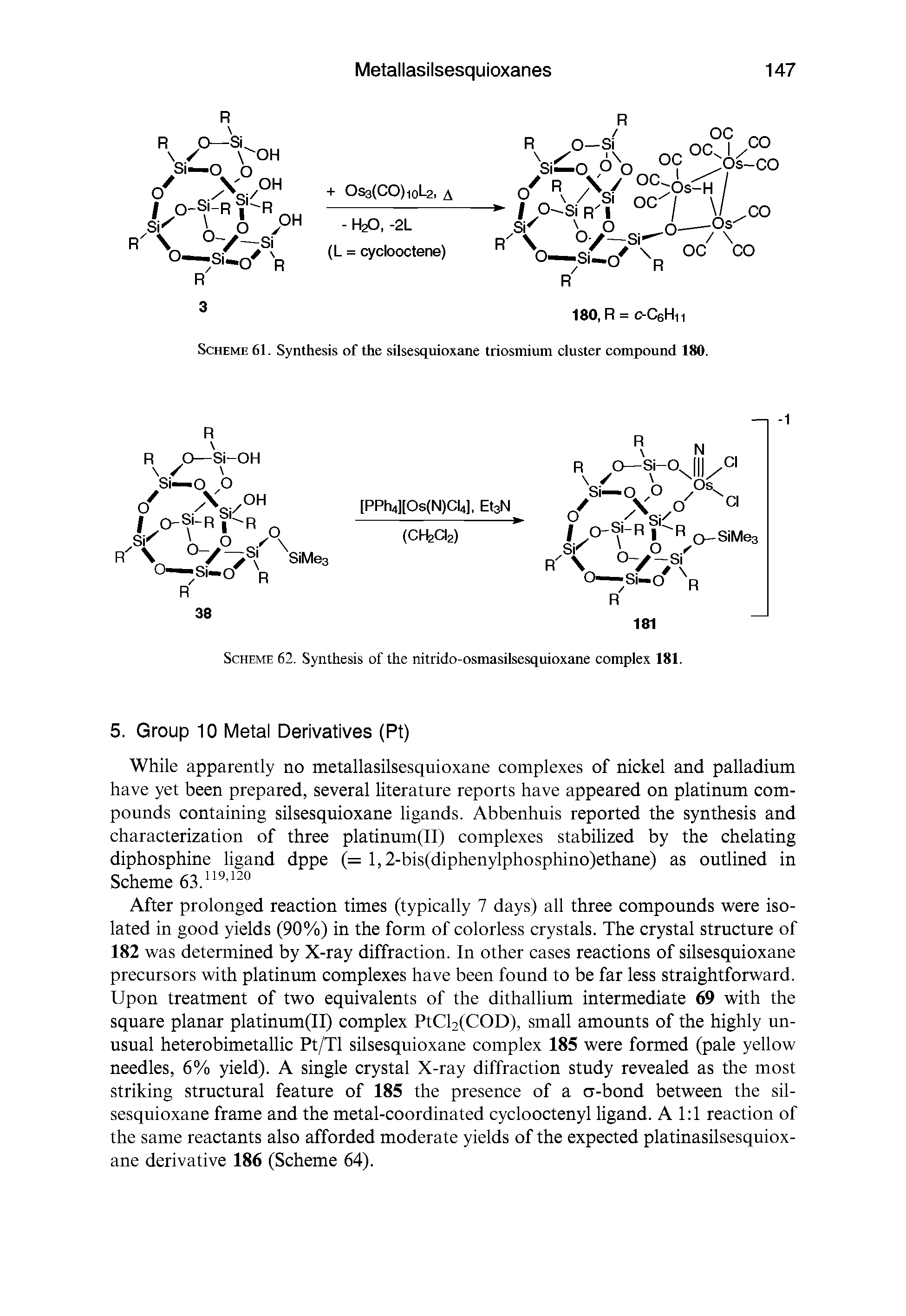 Scheme 61. Synthesis of the silsesquioxane triosmium cluster compound 180.