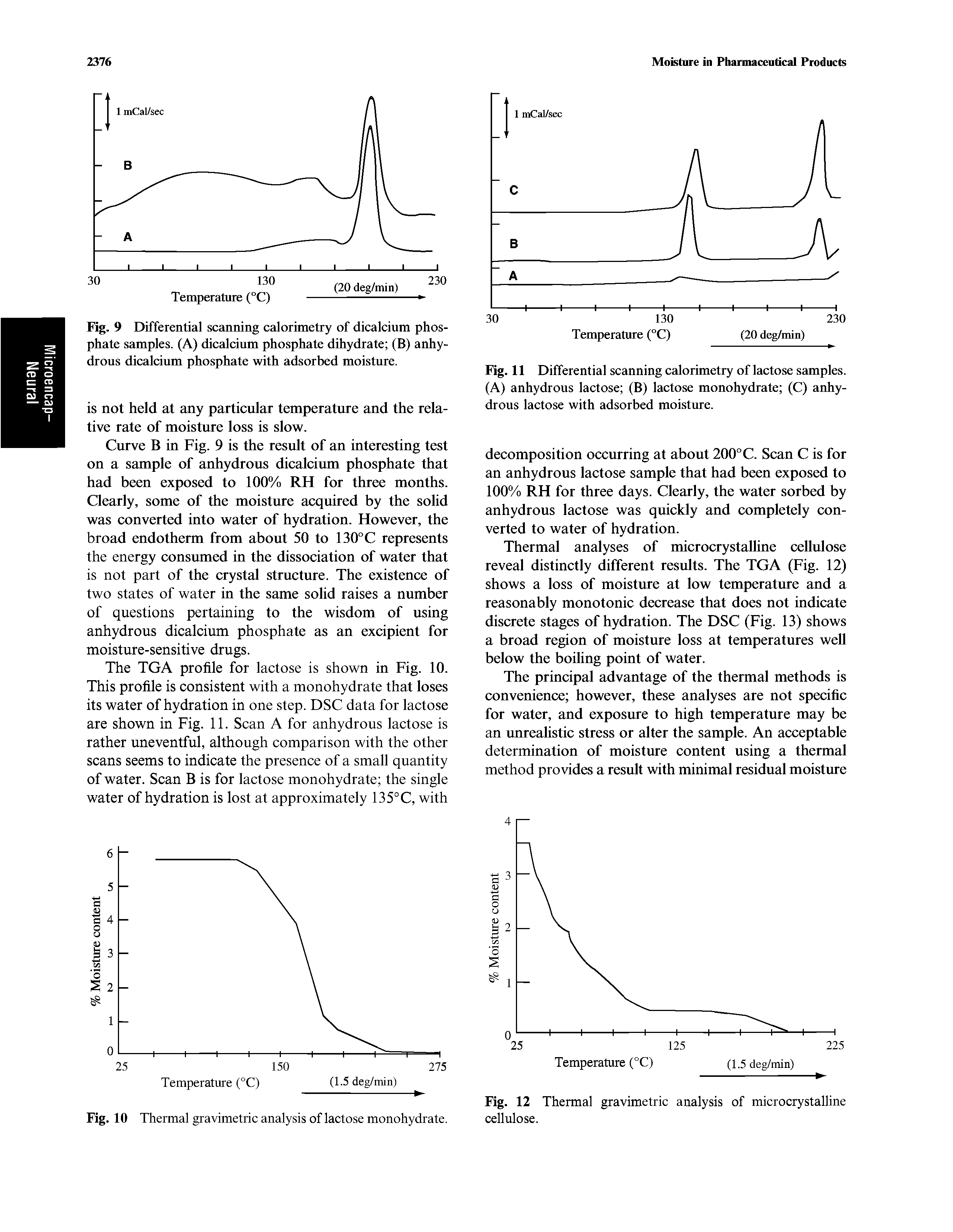 Fig. 9 Differential scanning calorimetry of dicalcium phosphate samples. (A) dicalcium phosphate dihydrate (B) anhydrous dicalcium phosphate with adsorbed moisture.