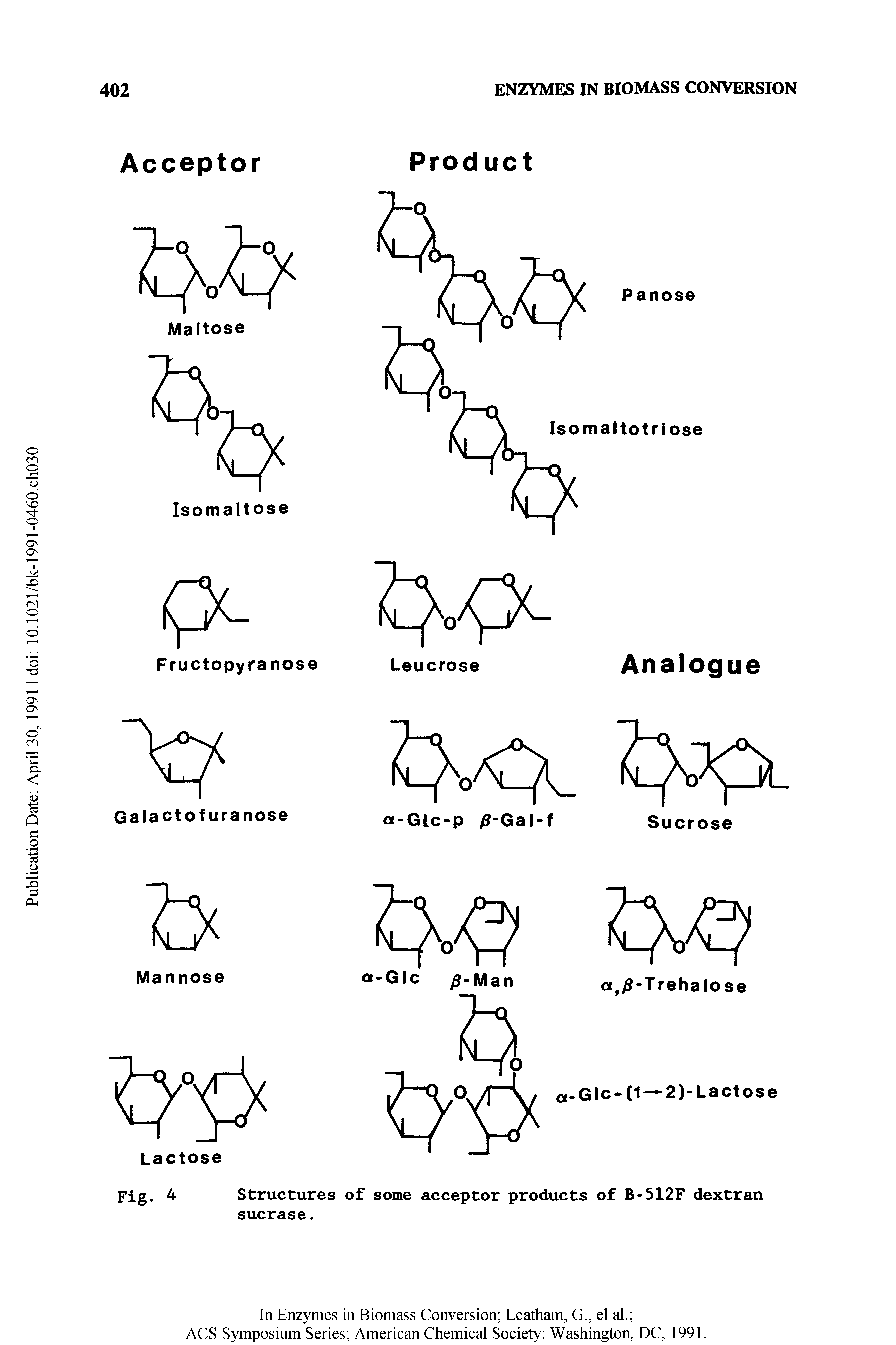 Fig. Structures of some acceptor products of B-512F dextran...