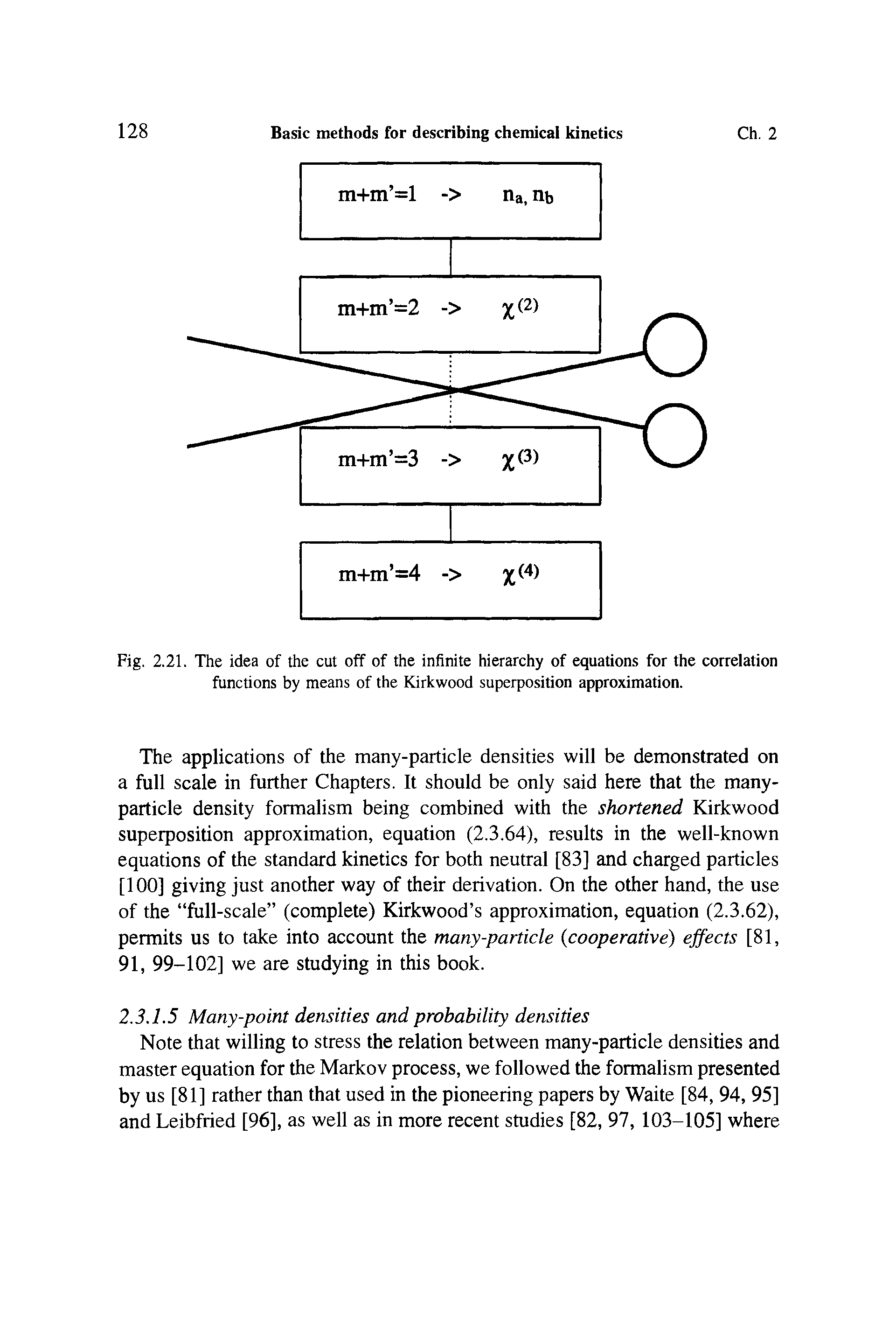 Fig. 2.21. The idea of the cut off of the infinite hierarchy of equations for the correlation functions by means of the Kirkwood superposition approximation.