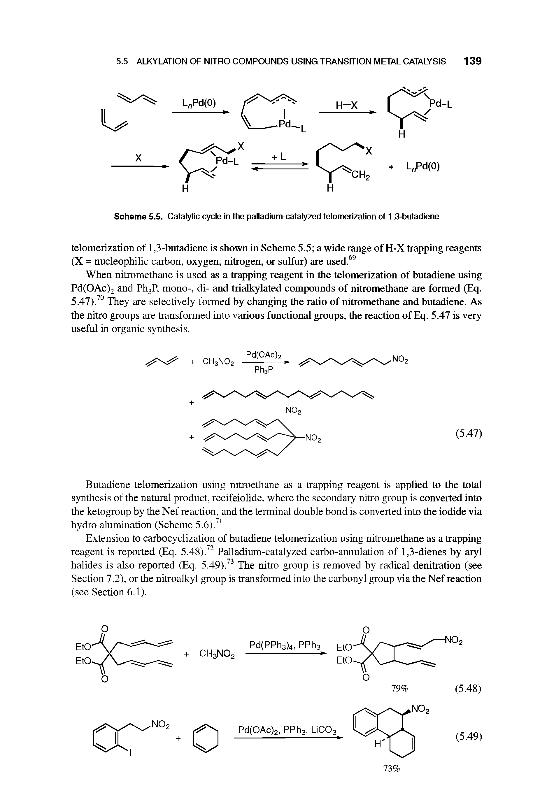 Scheme 5.5. Catalytic cycle in the palladium-catalyzed telomerization of 1,3-butadiene...