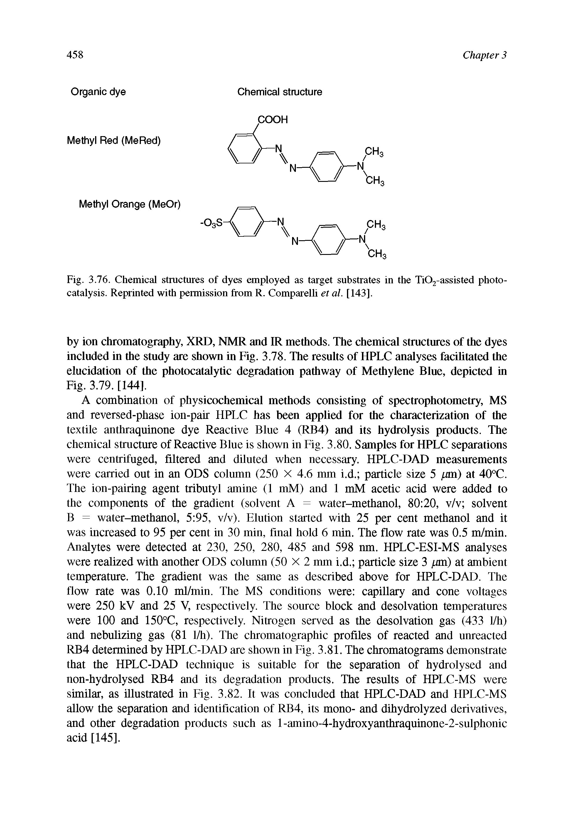 Fig. 3.76. Chemical structures of dyes employed as target substrates in the Ti02-assisted photocatalysis. Reprinted with permission from R. Comparelli et al. [143].