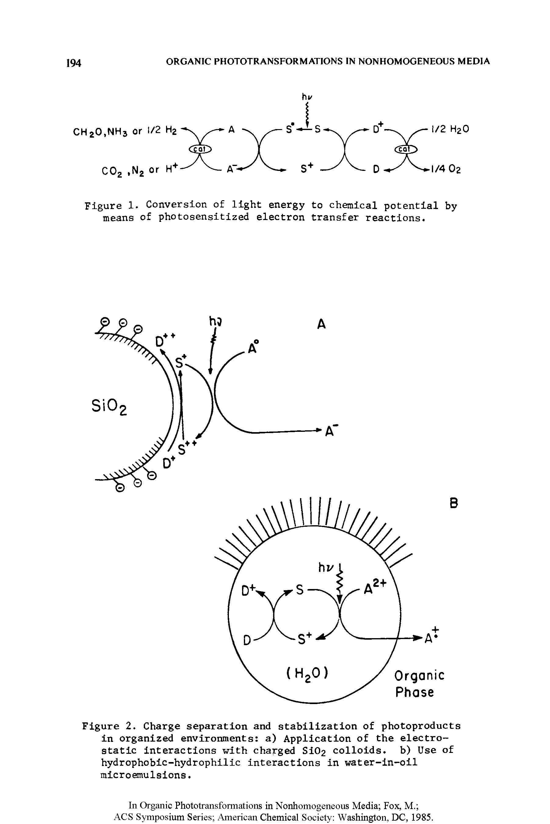 Figure 1. Conversion of light energy to chemical potential by means of photosensitized electron transfer reactions.