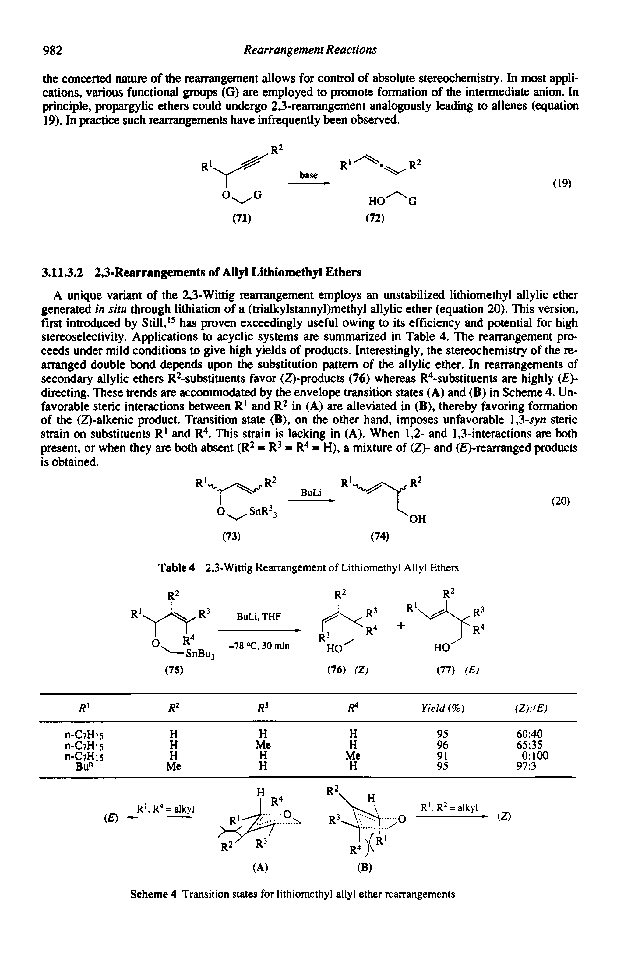 Scheme 4 Transition states for lithiomethyl allyl ether rearrangements...
